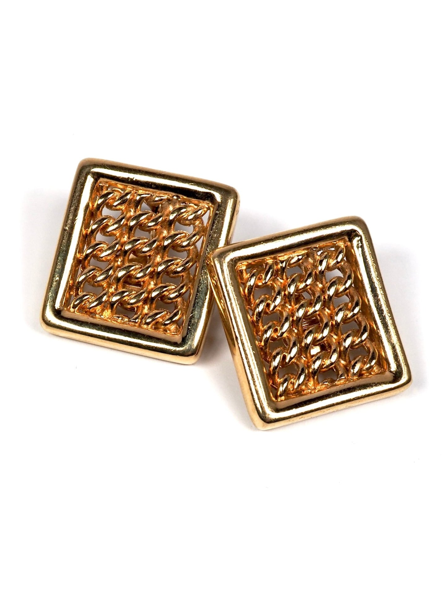 Monet Mid Century Gold Square Chain Link Earrings - Georgie's NYC - Earrings