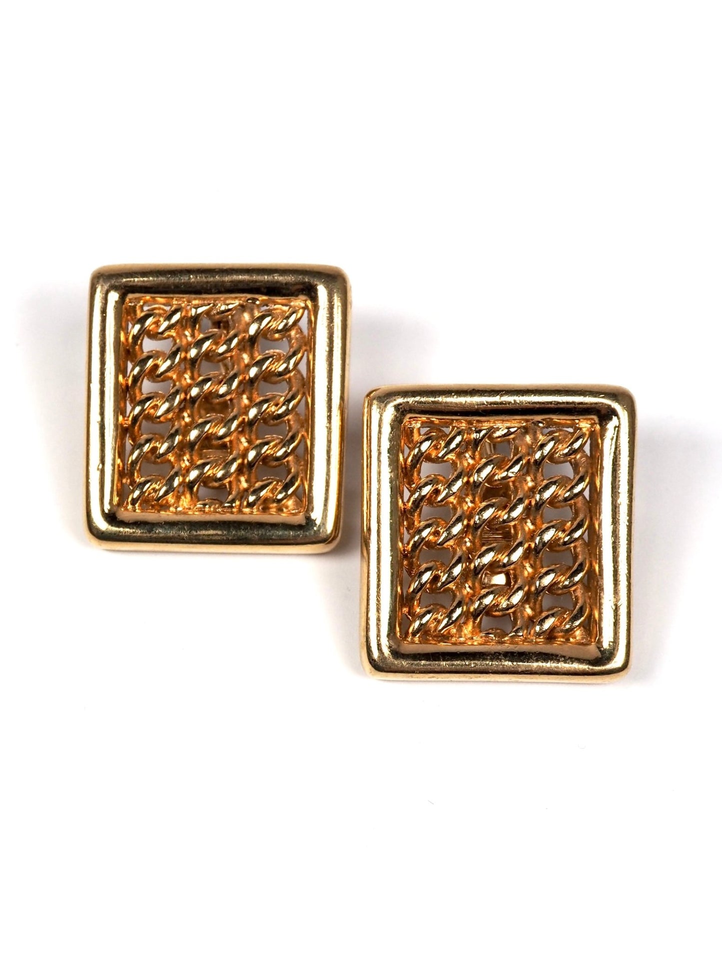 Monet Mid Century Gold Square Chain Link Earrings - Georgie's NYC - Earrings