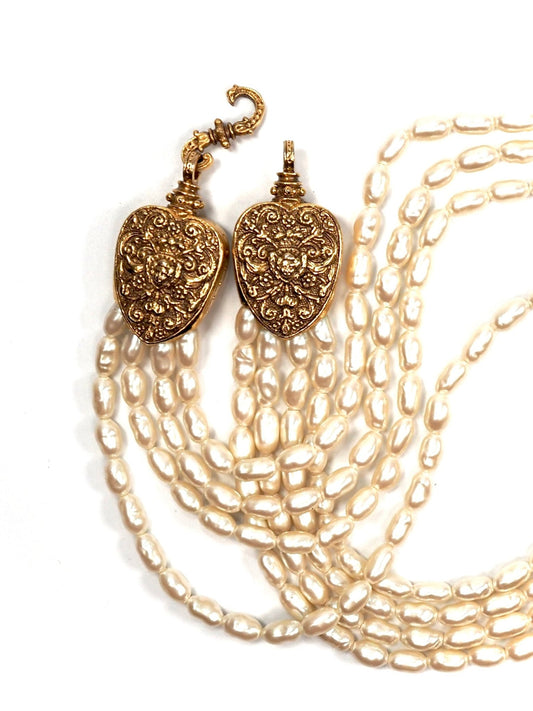 Multi Strand Freshwater Pearl Baroque Clasp Necklace - Georgie's NYC - Necklaces