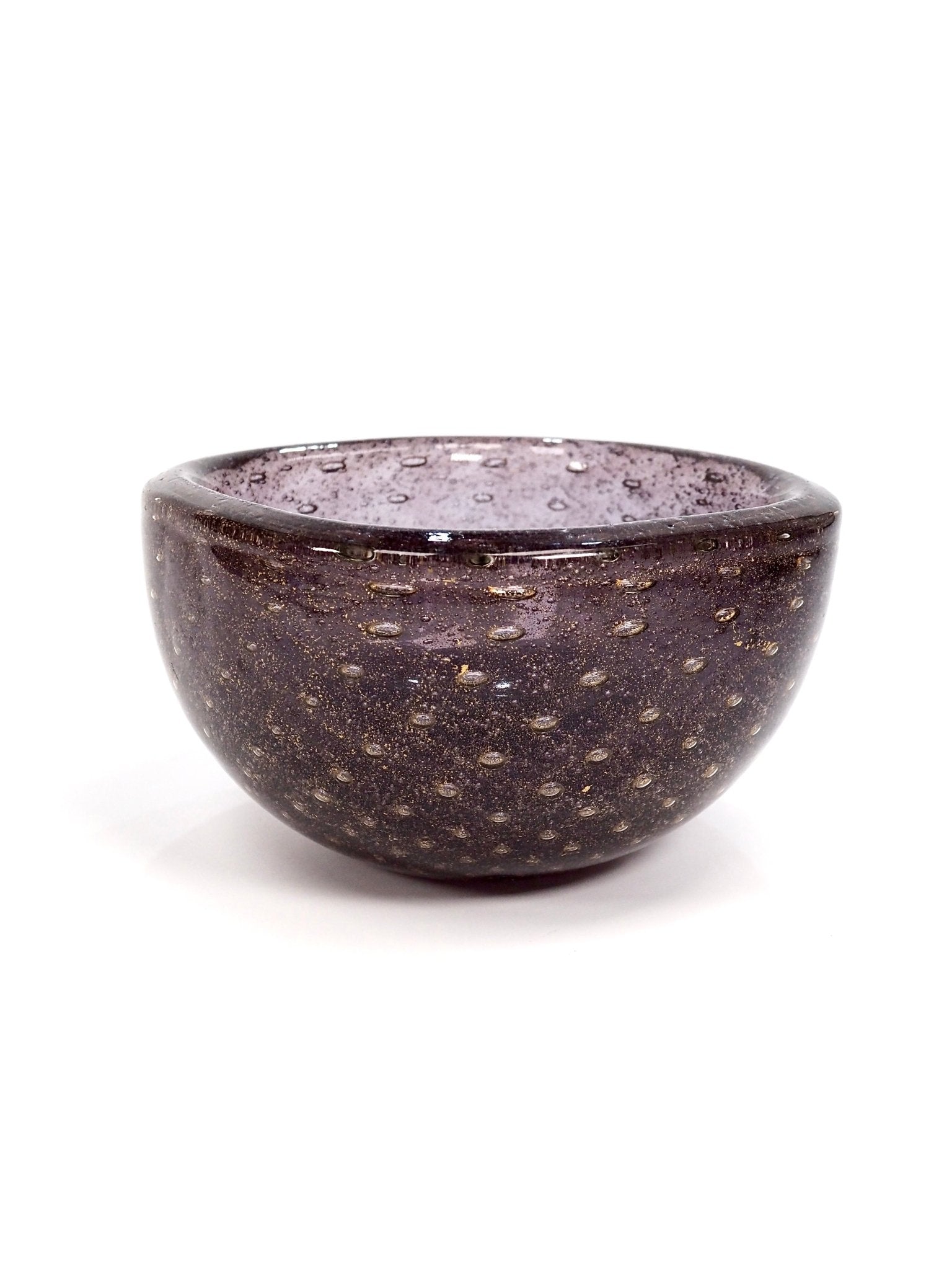 Murano Dotted Purple Glass Bowl with Gold Flecks - Georgie's NYC - Decorative Bowls