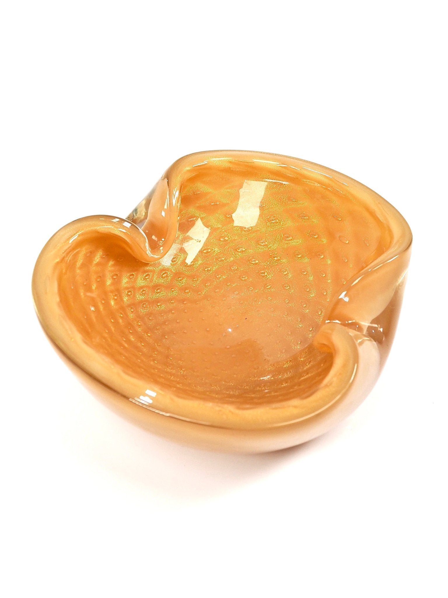 Murano Glass Butter Toffee and Gold Speckled Decorative Ashtray Dish - Georgie's NYC - Ashtrays