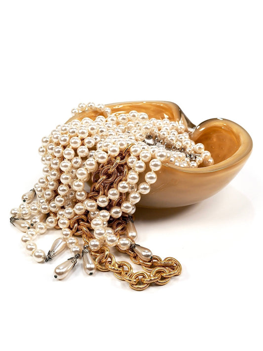 Murano Glass Butter Toffee and Gold Speckled Decorative Ashtray Dish - Georgie's NYC - Ashtrays