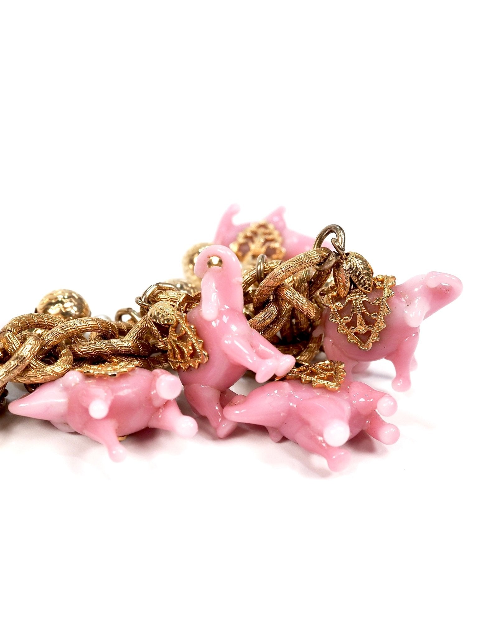 Napier Glass Pink Elephant Gold Charm Bracelet - Georgie's NYC - Bracelets