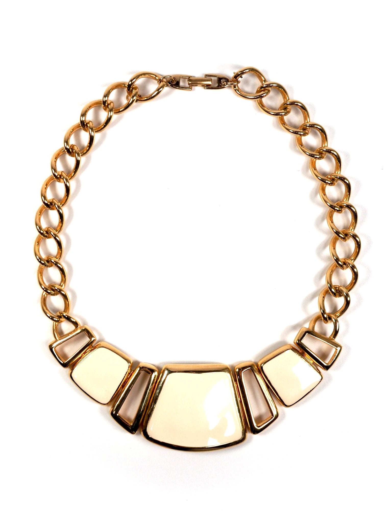Napier Gold and Cream Enamel Modern Bib Necklace - Georgie's NYC - Necklaces