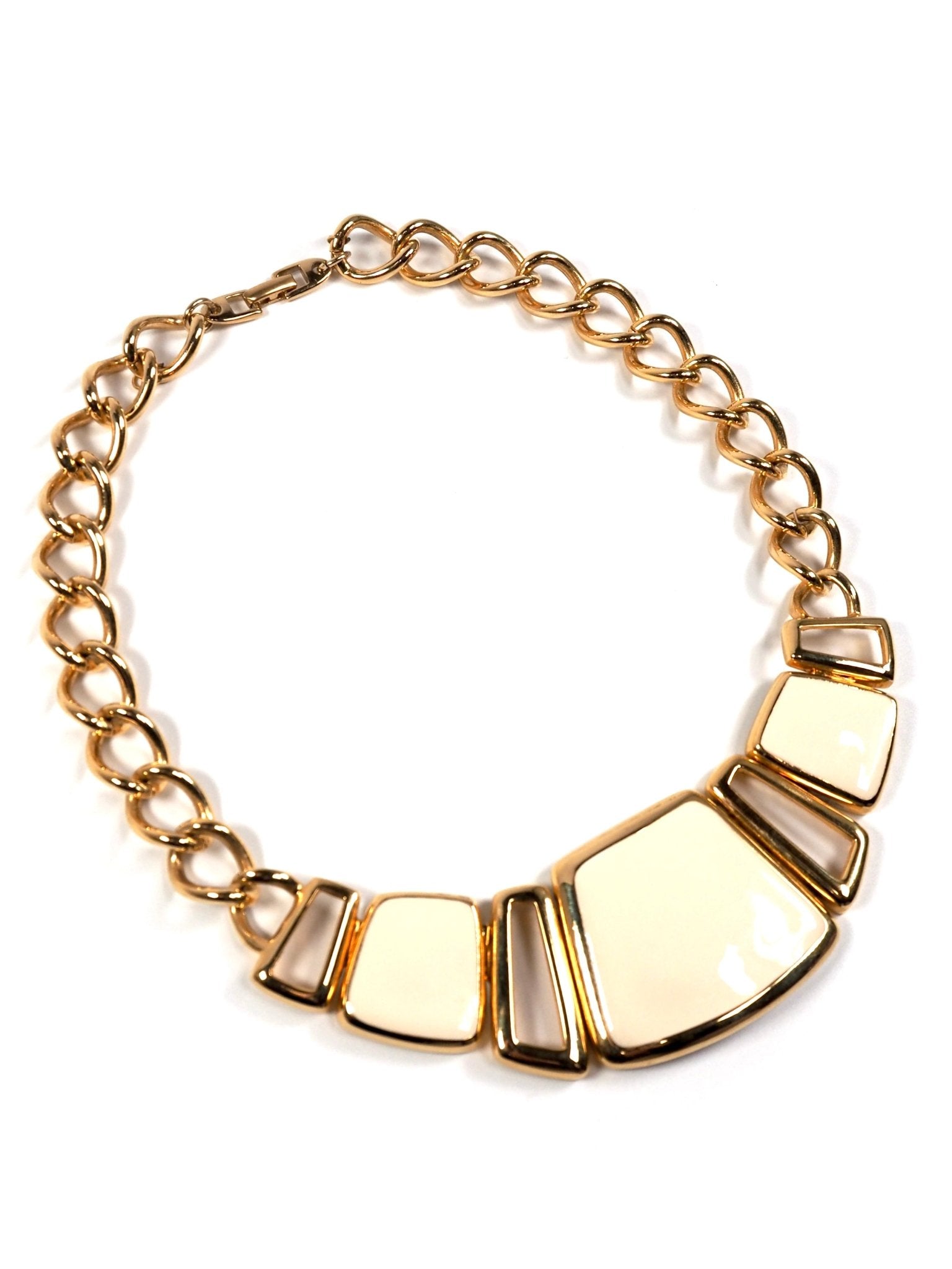 Napier Gold and Cream Enamel Modern Bib Necklace - Georgie's NYC - Necklaces