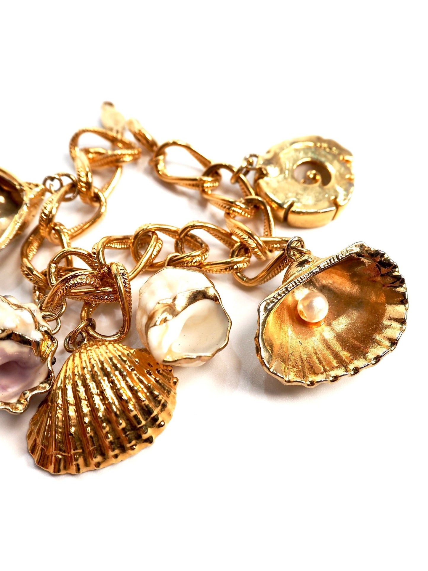 Napier Gold Pearl Seashell Charm Bracelet - Georgie's NYC - Bracelets