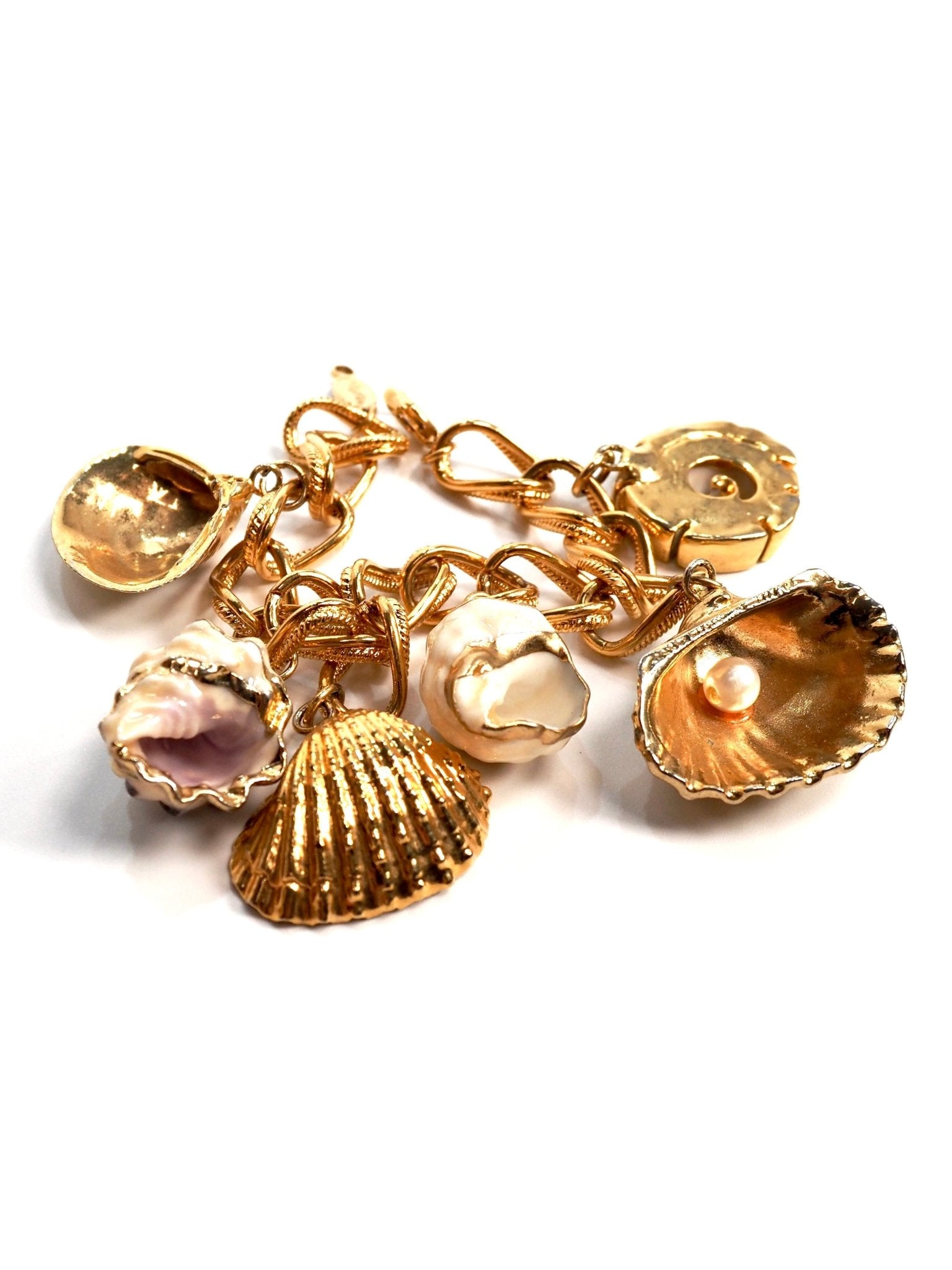 Napier Gold Pearl Seashell Charm Bracelet - Georgie's NYC - Bracelets