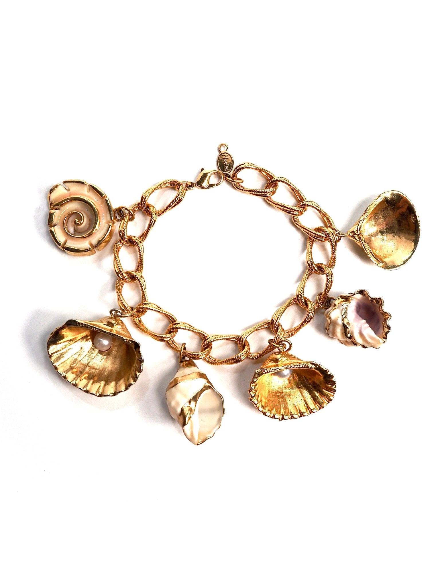 Napier Gold Pearl Seashell Charm Bracelet - Georgie's NYC - Bracelets