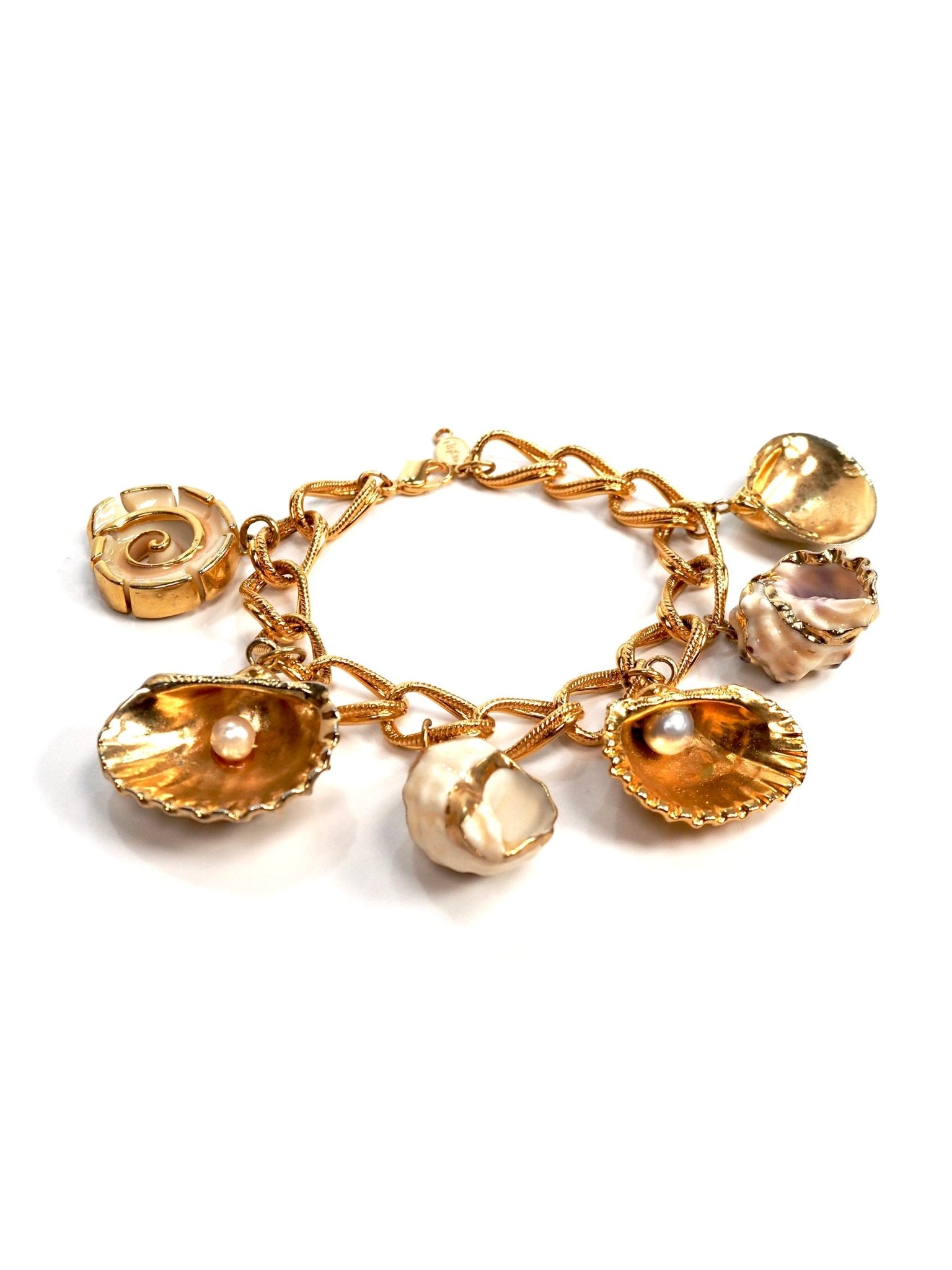 Napier Gold Pearl Seashell Charm Bracelet - Georgie's NYC - Bracelets