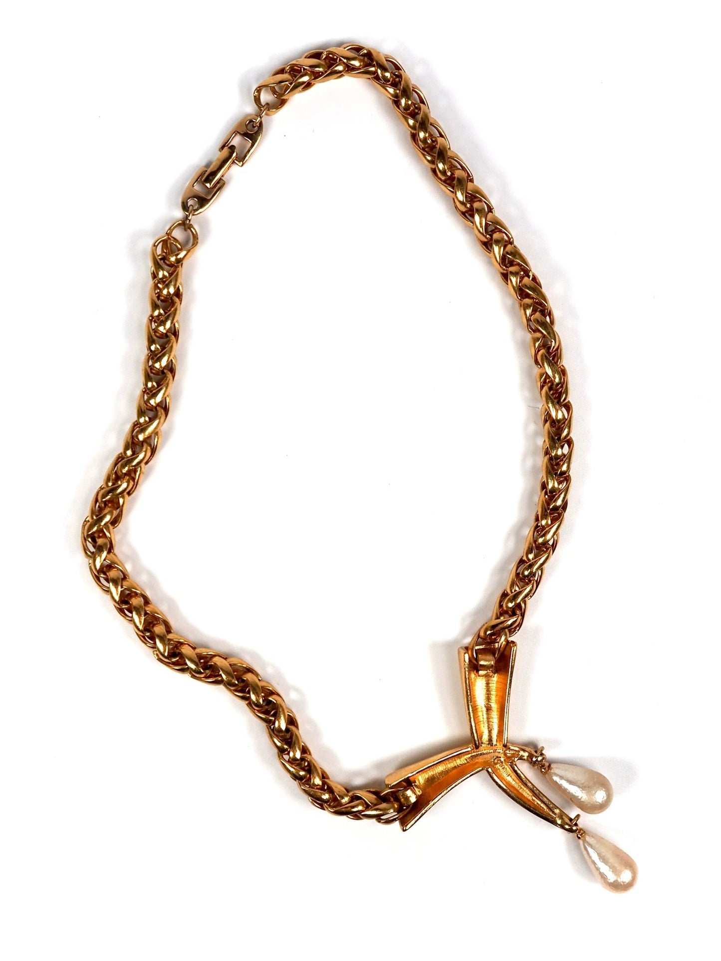 Napier Sculptural Gold Necklace with Teardrop Pearls - Georgie's NYC - Necklaces