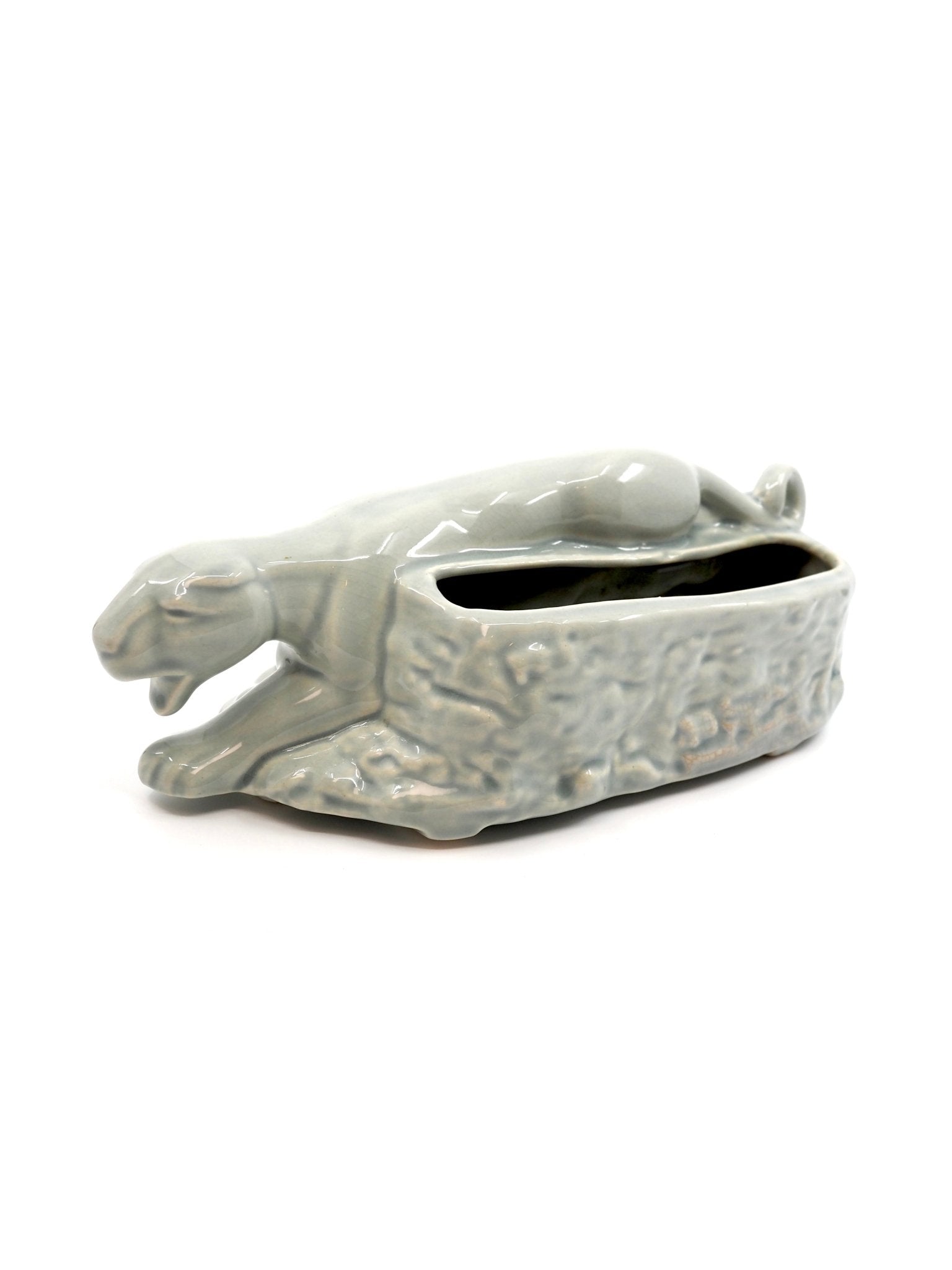 Pale Blue Ceramic Panther Planter - Georgie's NYC - Decorative Objects