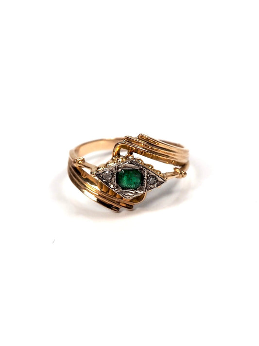 Petite Diamond and Emerald 14K Gold Ring - Georgie's NYC - Rings