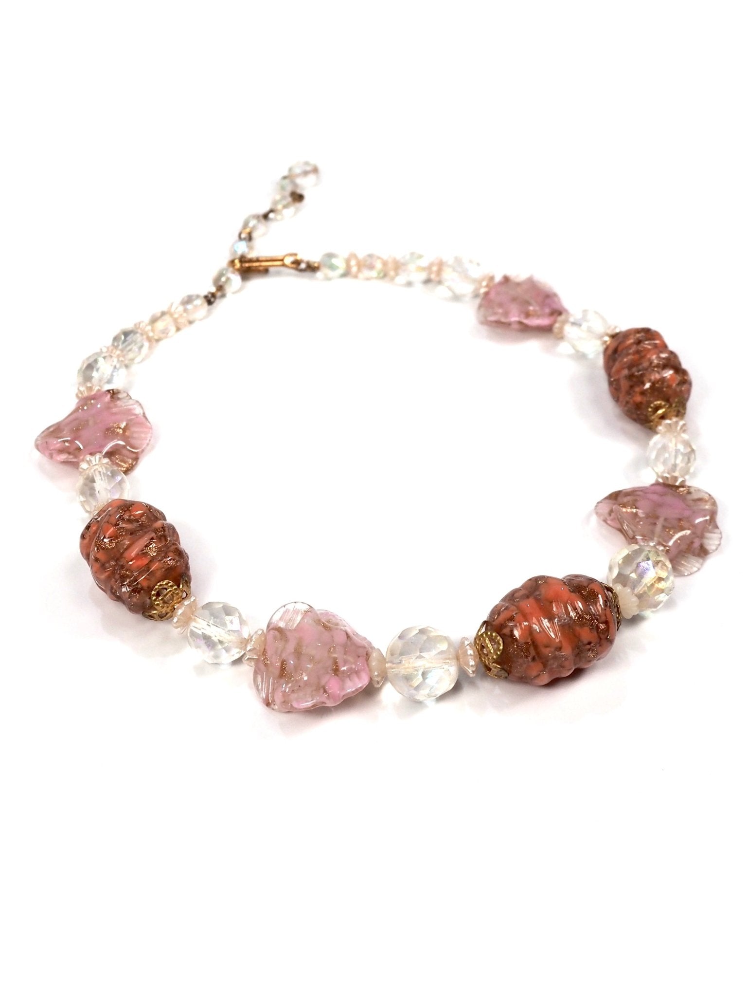 Pink and Gold Swirl Venetian Glass Choker Necklace - Georgie's NYC - Necklaces
