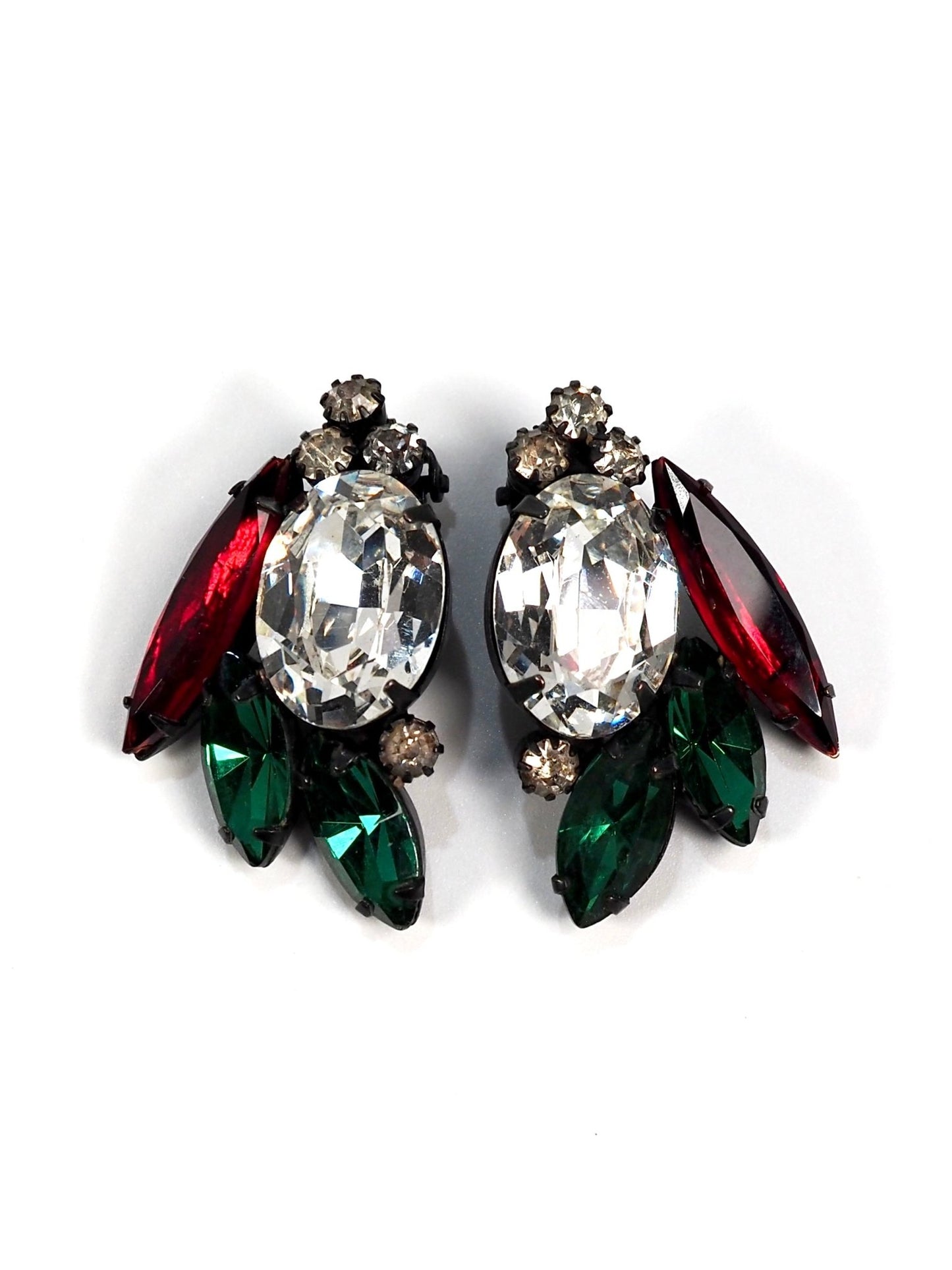 Red and Green Glass Jeweled Earrings - Georgie's NYC - Earrings