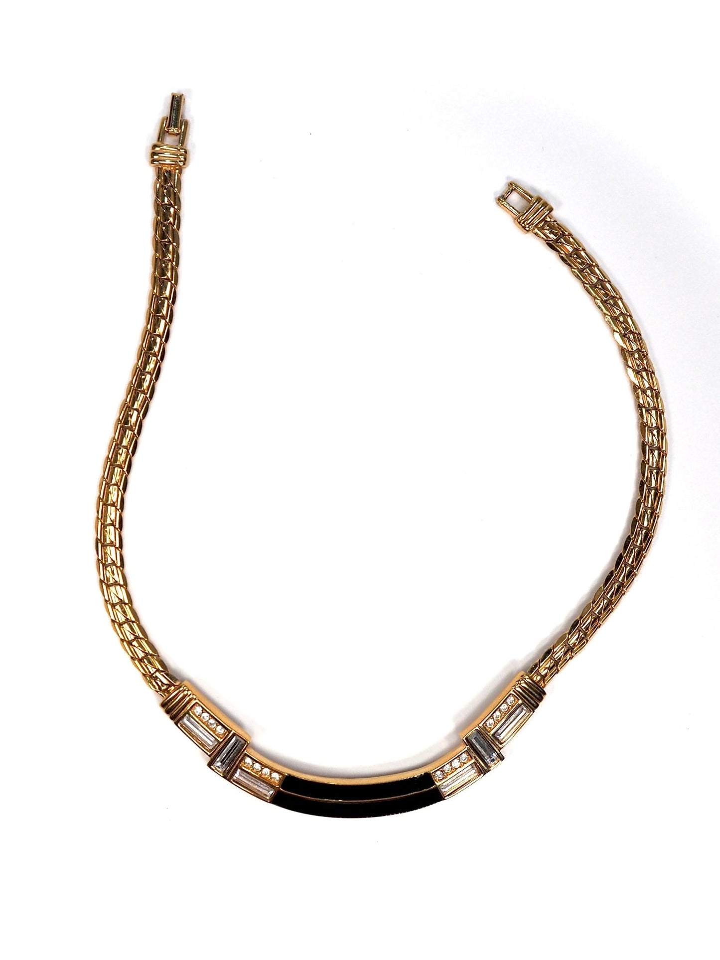 S.A.L. Swarovski American Ltd. Gold and Black Enamel Jeweled Collar Necklace - Georgie's NYC - Necklaces