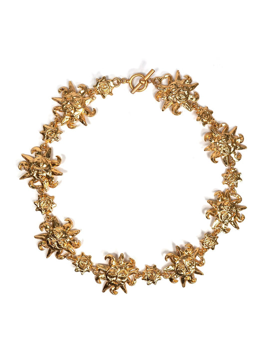 Satin Gold Sun Face Collar Necklace - Georgie's NYC - Necklaces
