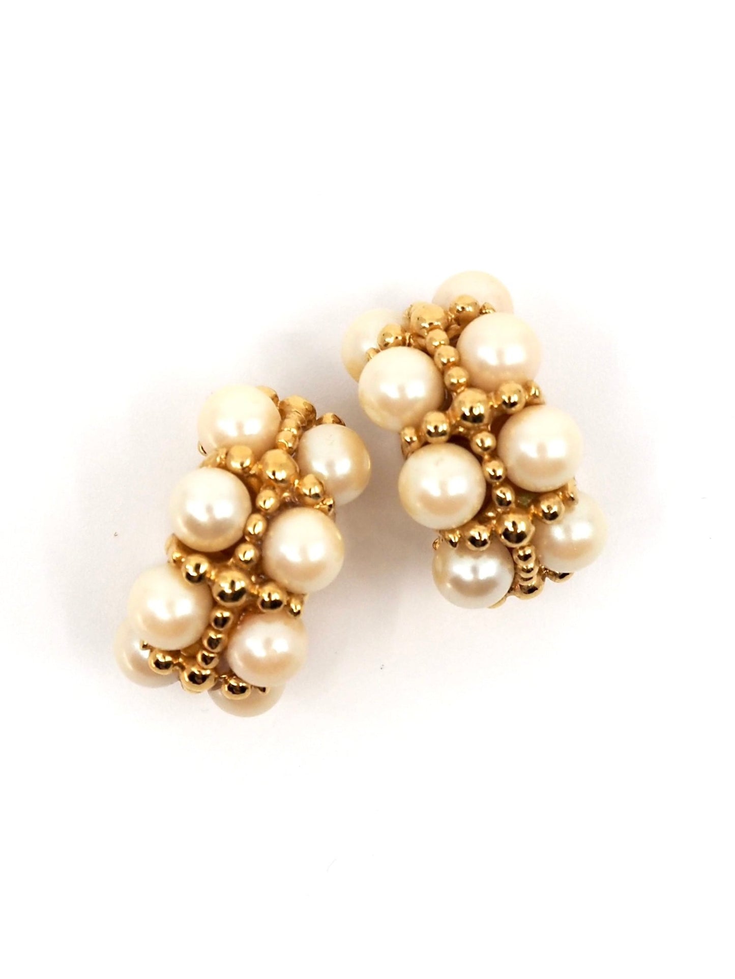 St. John Pearl Cluster Gold Tone Huggie Hoop Earrings - Georgie's NYC - Earrings