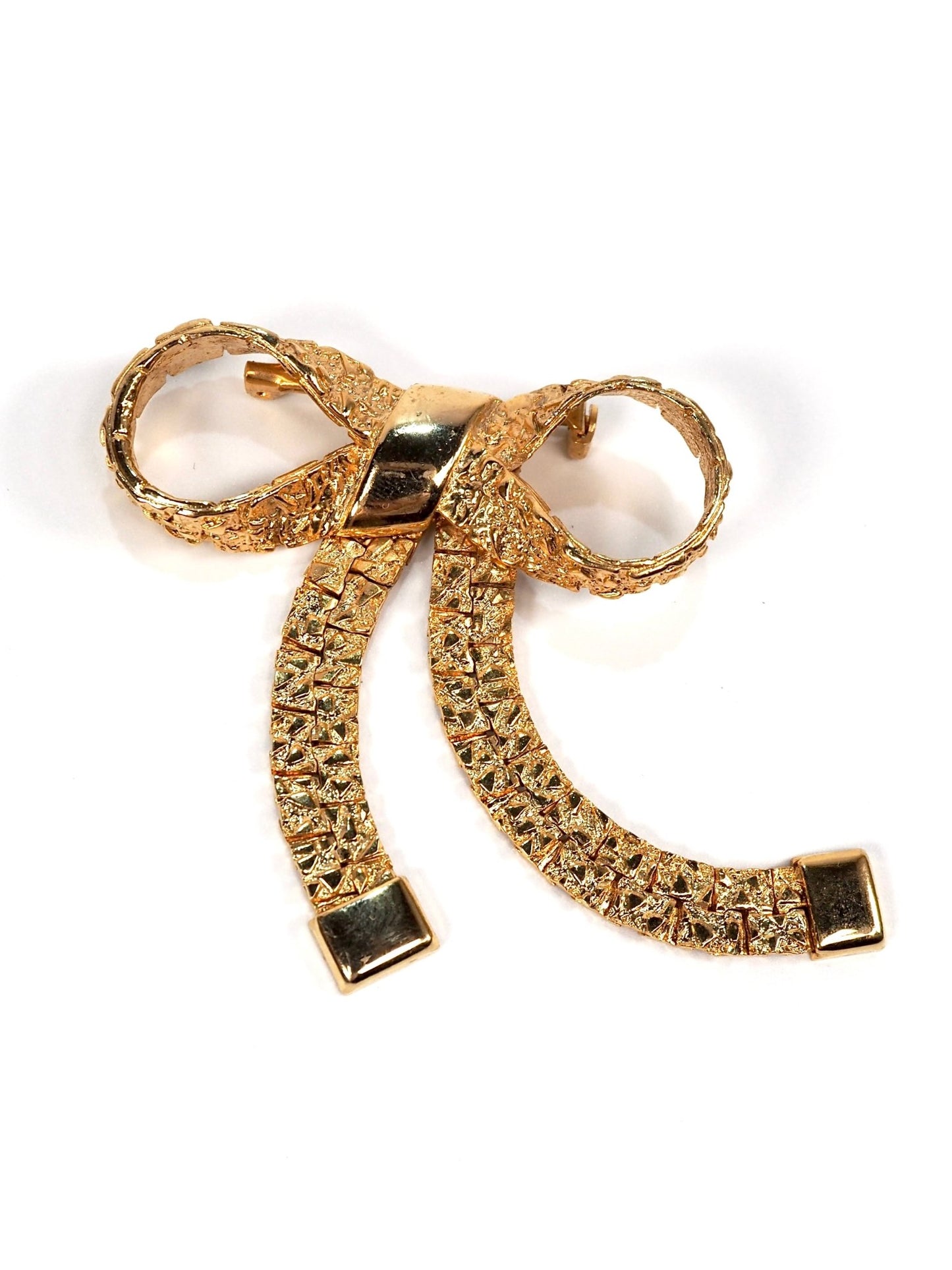 Textured Gold Articulated Bow Brooch Pin - Georgie's NYC - Brooches