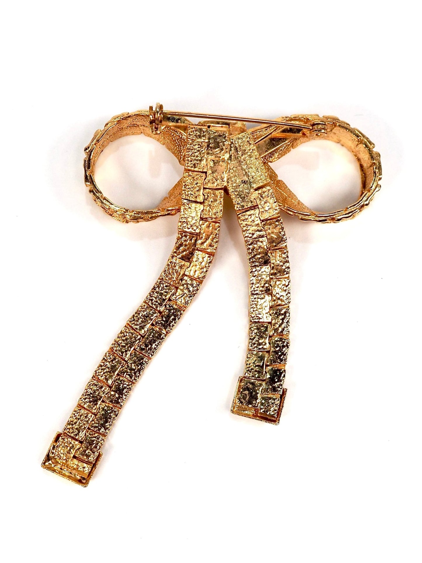 Textured Gold Articulated Bow Brooch Pin - Georgie's NYC - Brooches