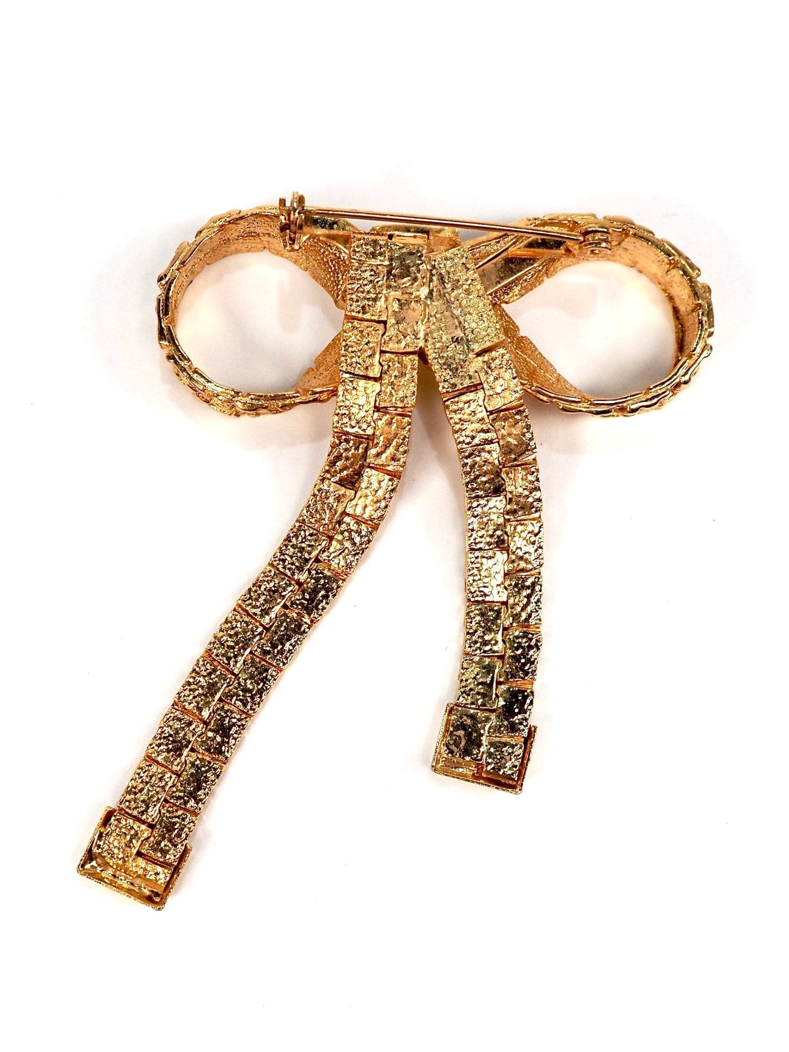Textured Gold Articulated Bow Brooch Pin - Georgie's NYC - Brooches