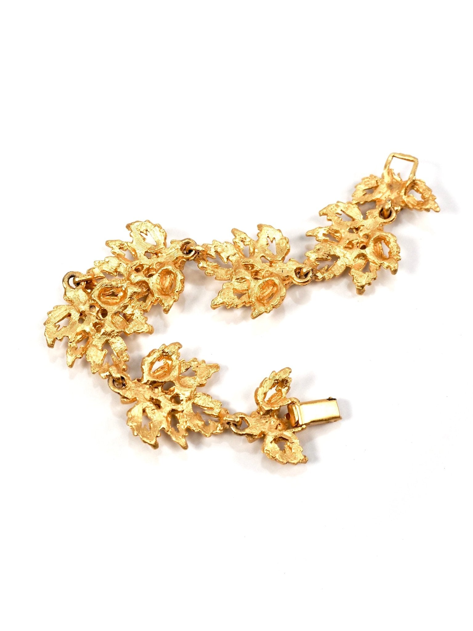 Textured Gold Floral Motif Bracelet - Georgie's NYC - Bracelets