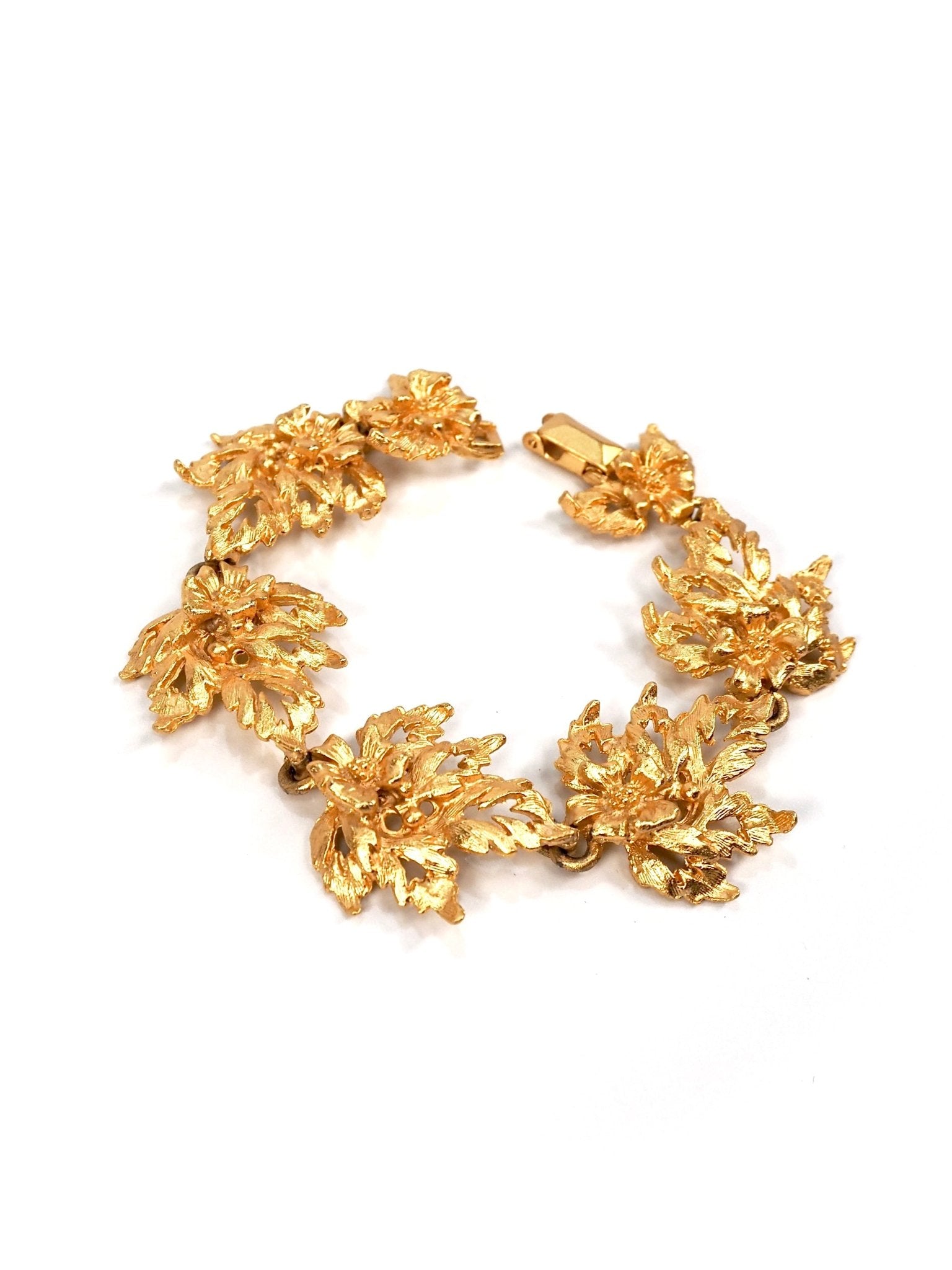 Textured Gold Floral Motif Bracelet - Georgie's NYC - Bracelets