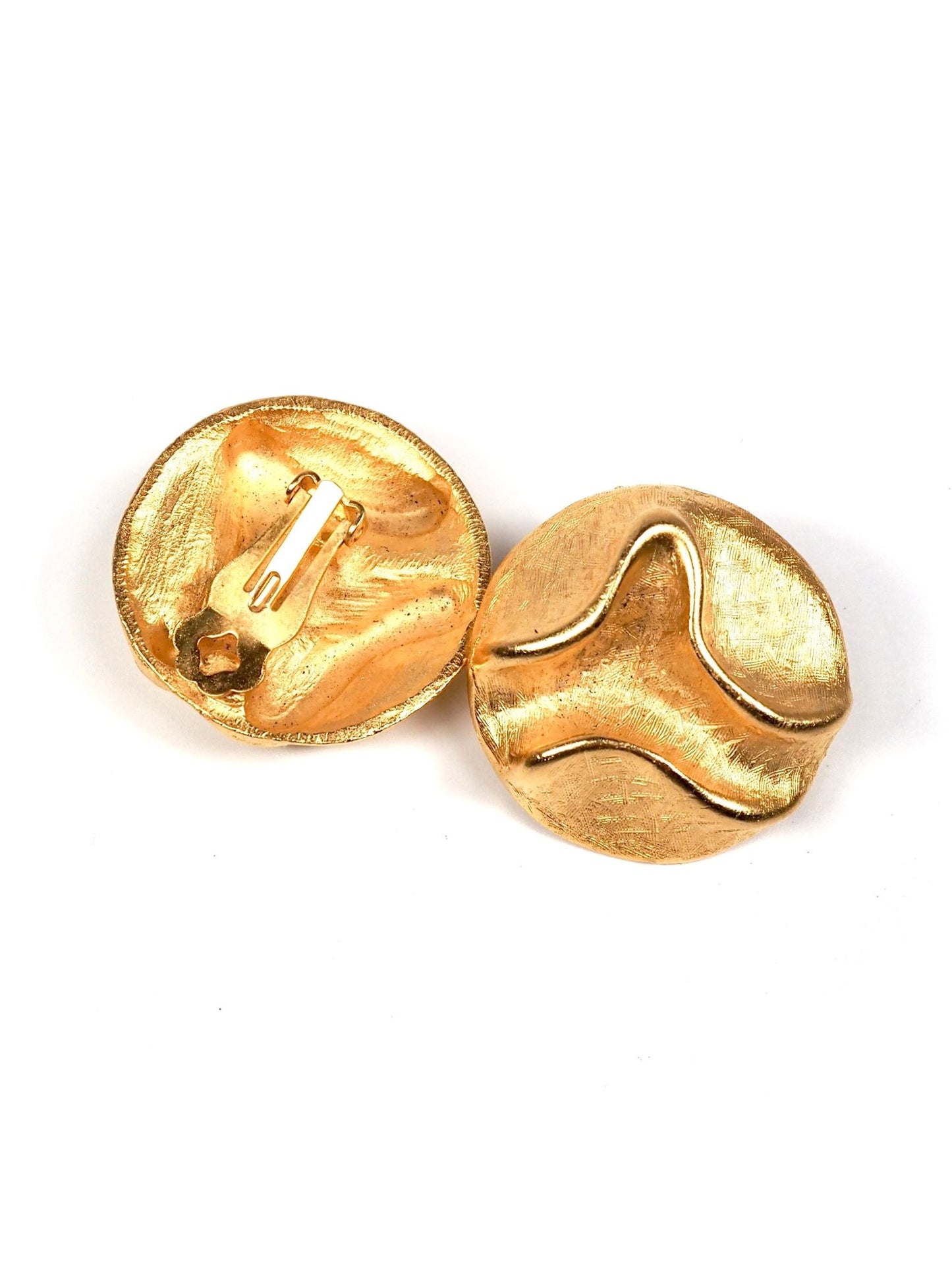Textured Gold Round Swirl Earrings - Georgie's NYC - Earrings