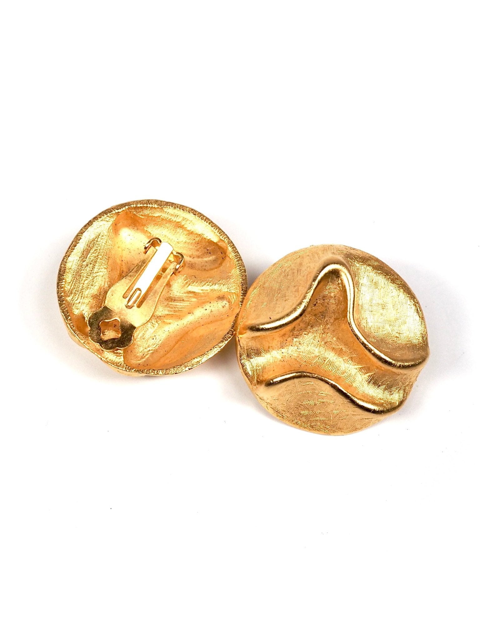 Textured Gold Round Swirl Earrings - Georgie's NYC - Earrings