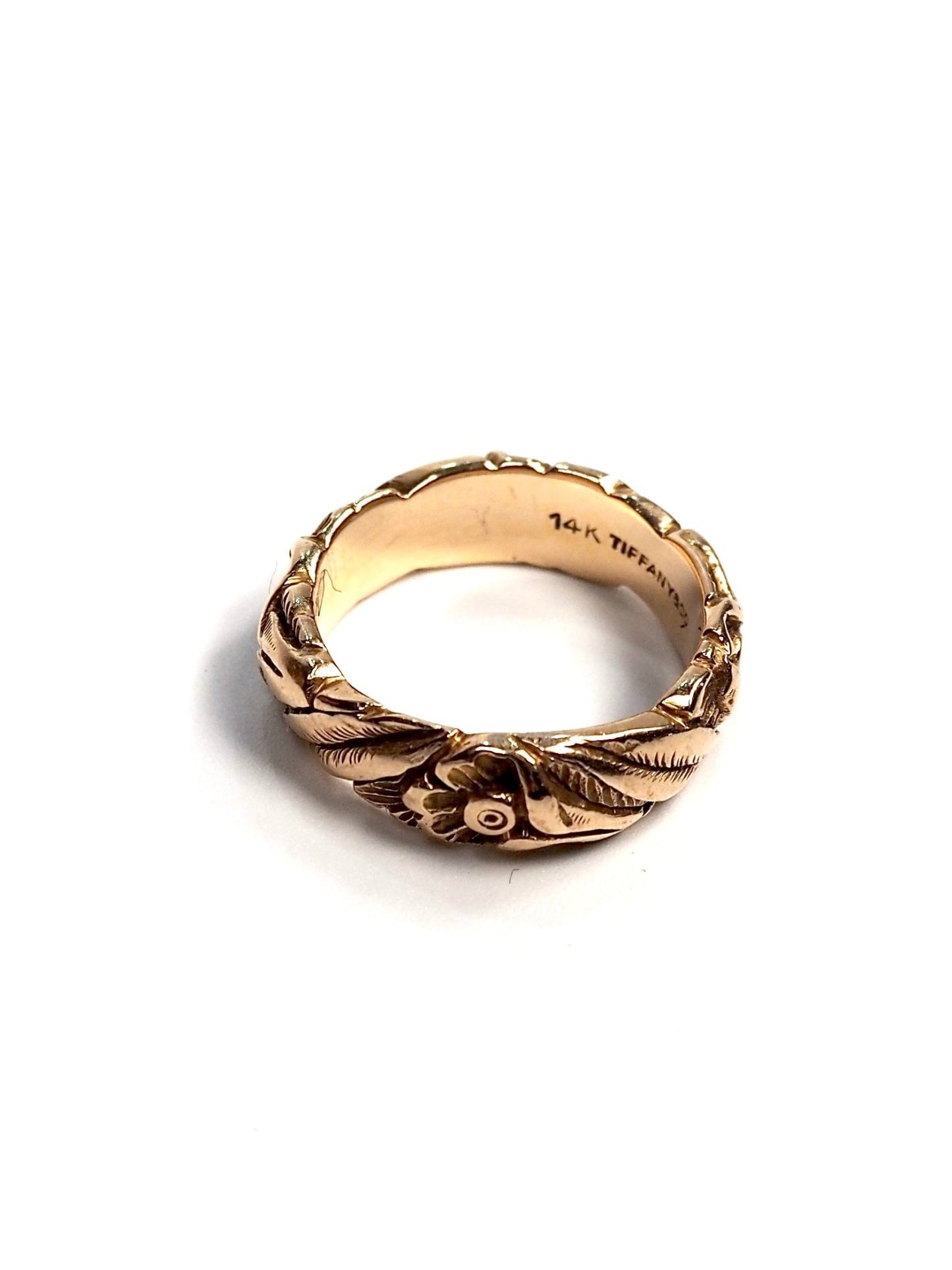 Tiffany & Co. 14K Gold Detailed Flower Carved Ring - Georgie's NYC - Rings