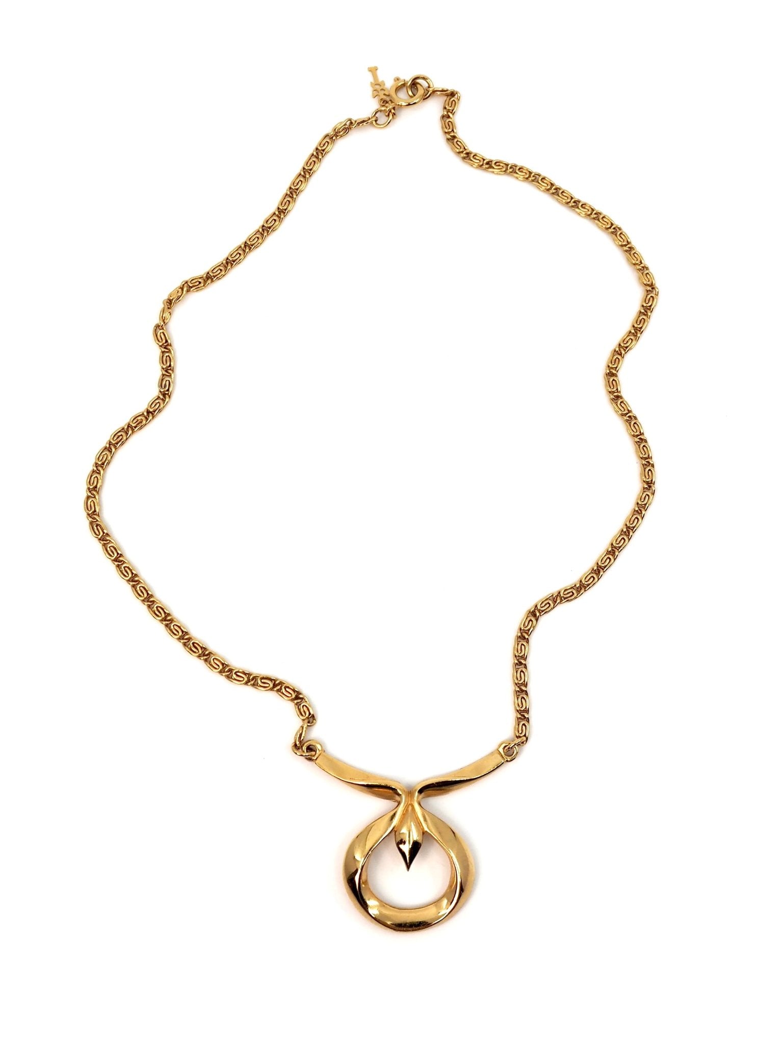Trifari Gold Abstract Loop Pendant Necklace - Georgie's NYC - Necklaces