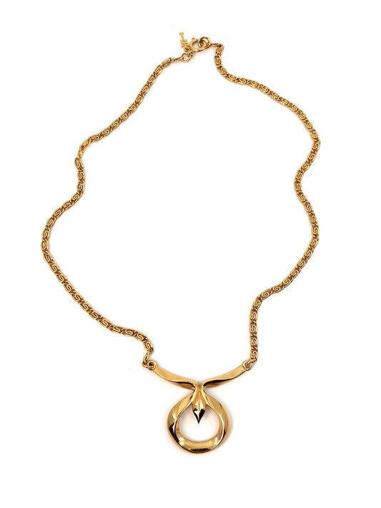 Trifari Gold Abstract Loop Pendant Necklace - Georgie's NYC - Necklaces