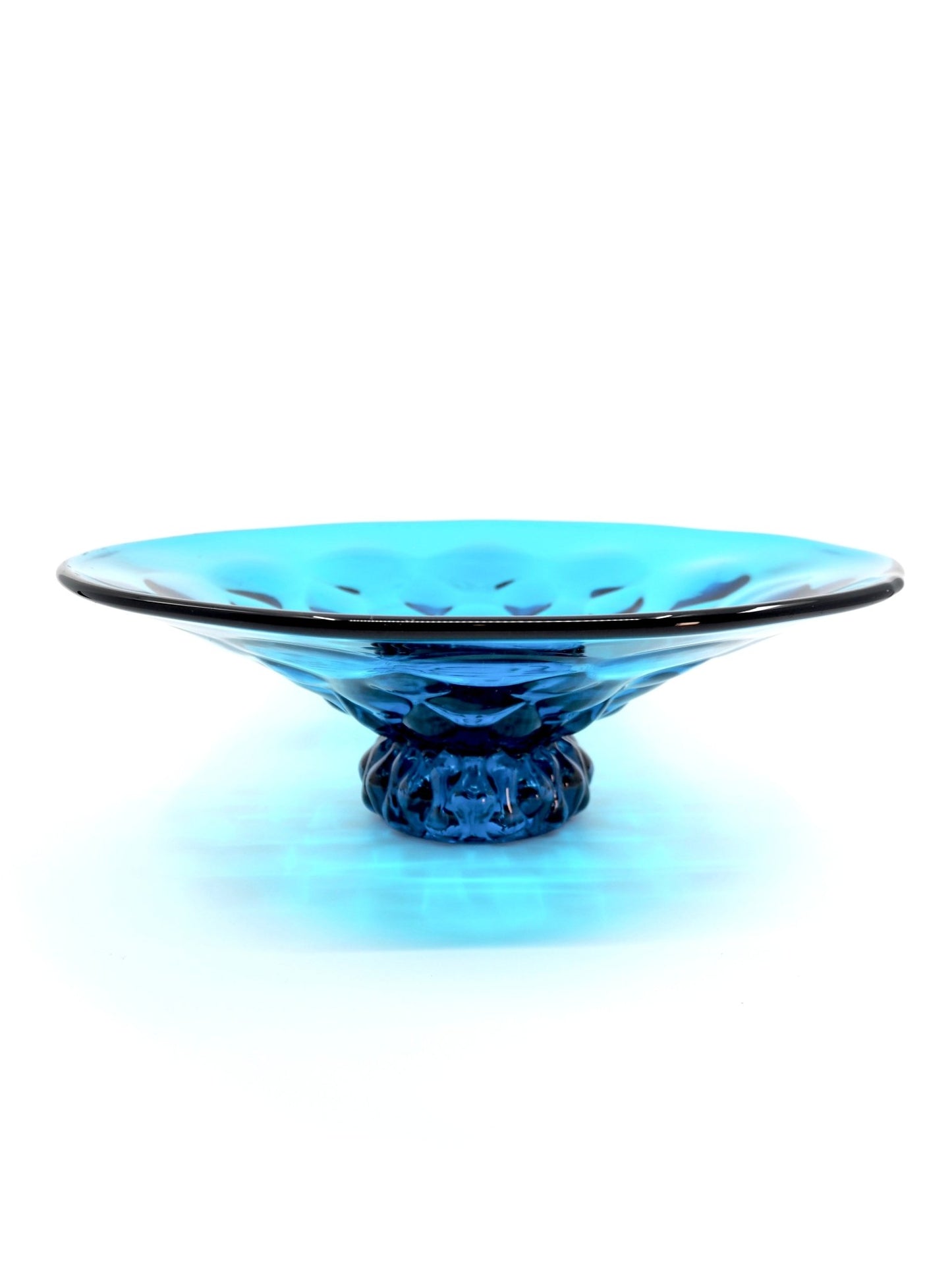 Viking Glass Bluenique Epic Sculpted Foot Low Bowl - Georgie's NYC - Decorative Bowls