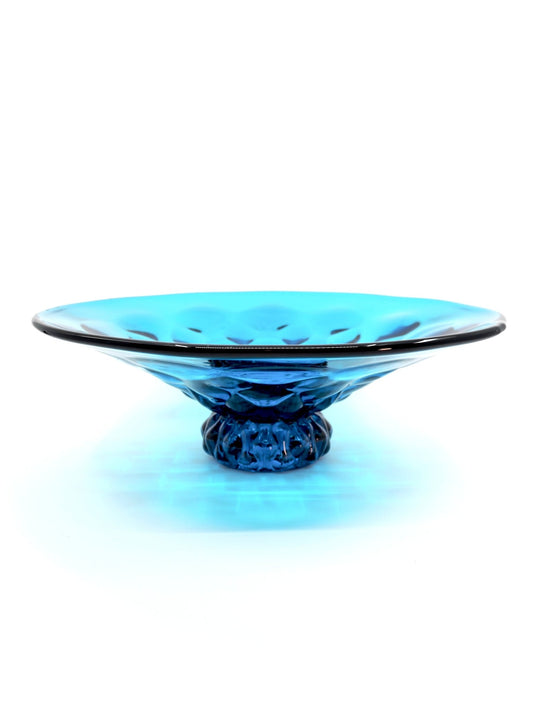 Viking Glass Bluenique Epic Sculpted Foot Low Bowl - Georgie's NYC - Decorative Bowls