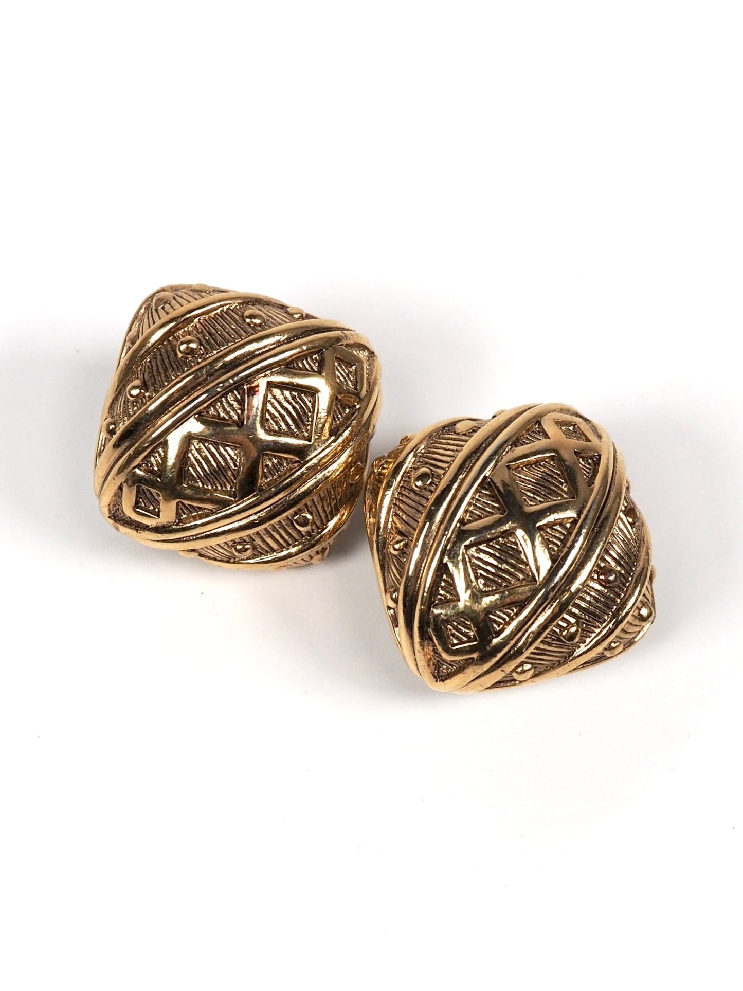 Vintage Ciner Gold Patterned Earrings - Georgie's NYC - Earrings