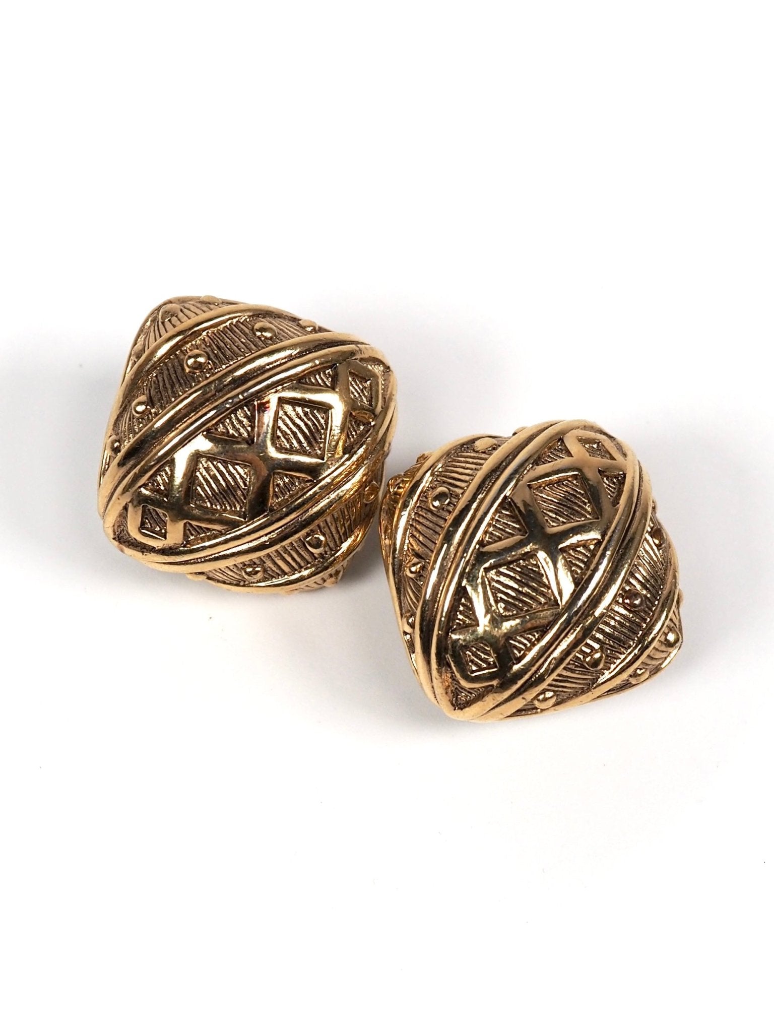 Vintage Ciner Gold Patterned Earrings - Georgie's NYC - Earrings