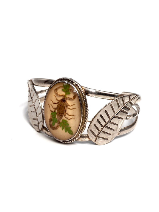Vintage Sterling Silver Scorpion Medallion Leaf Bracelet - Georgie's NYC - Bracelets