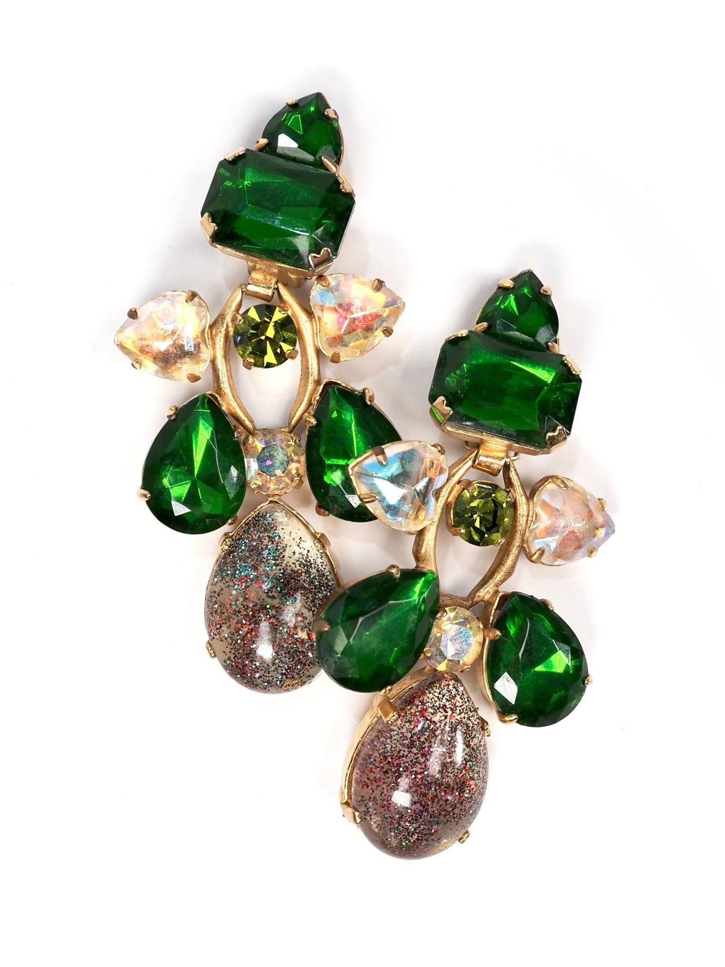 Zoe Coste French Green Sparkle Heart Statement Earrings - Georgie's NYC - Earrings