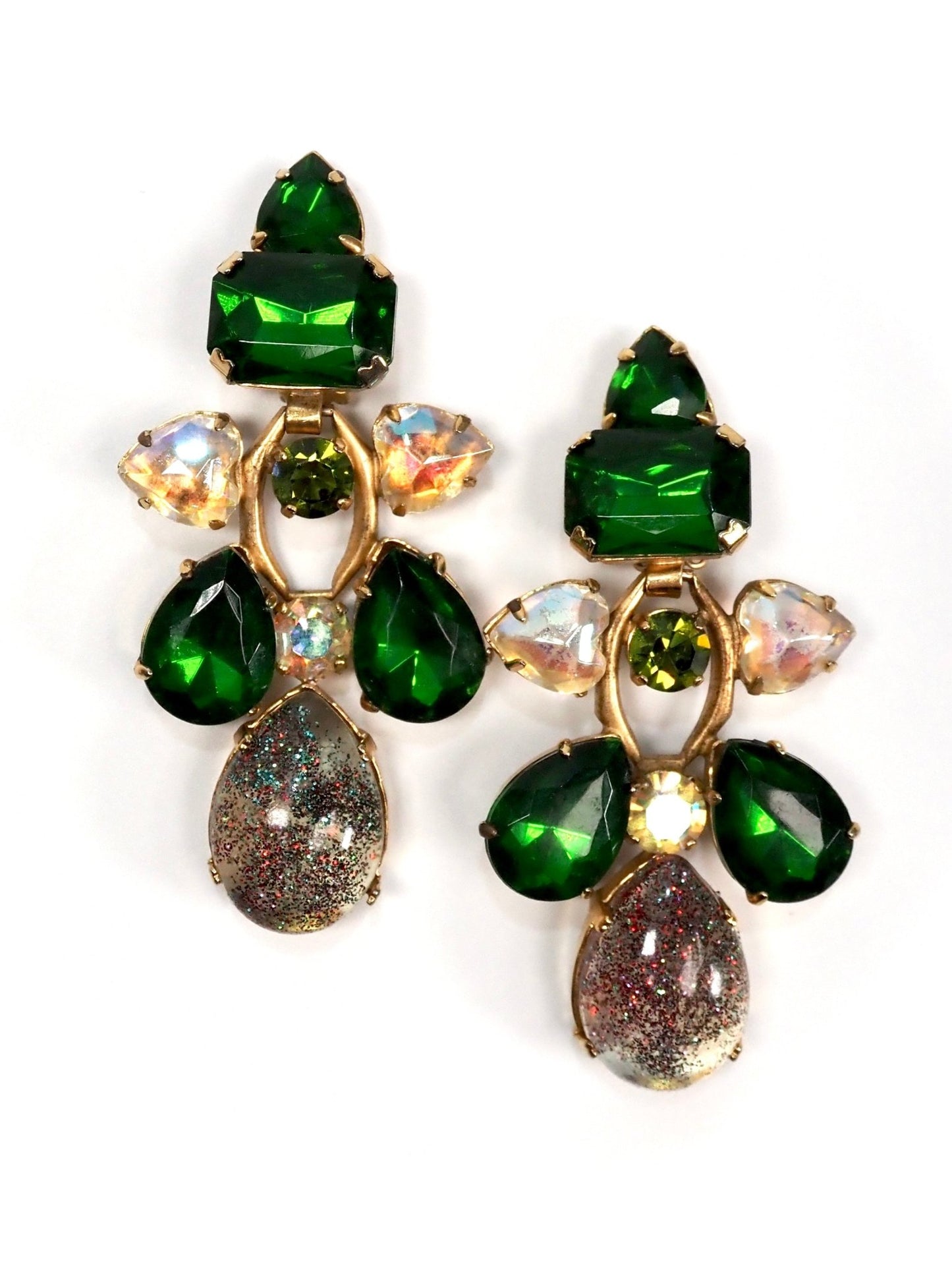 Zoe Coste French Green Sparkle Heart Statement Earrings - Georgie's NYC - Earrings