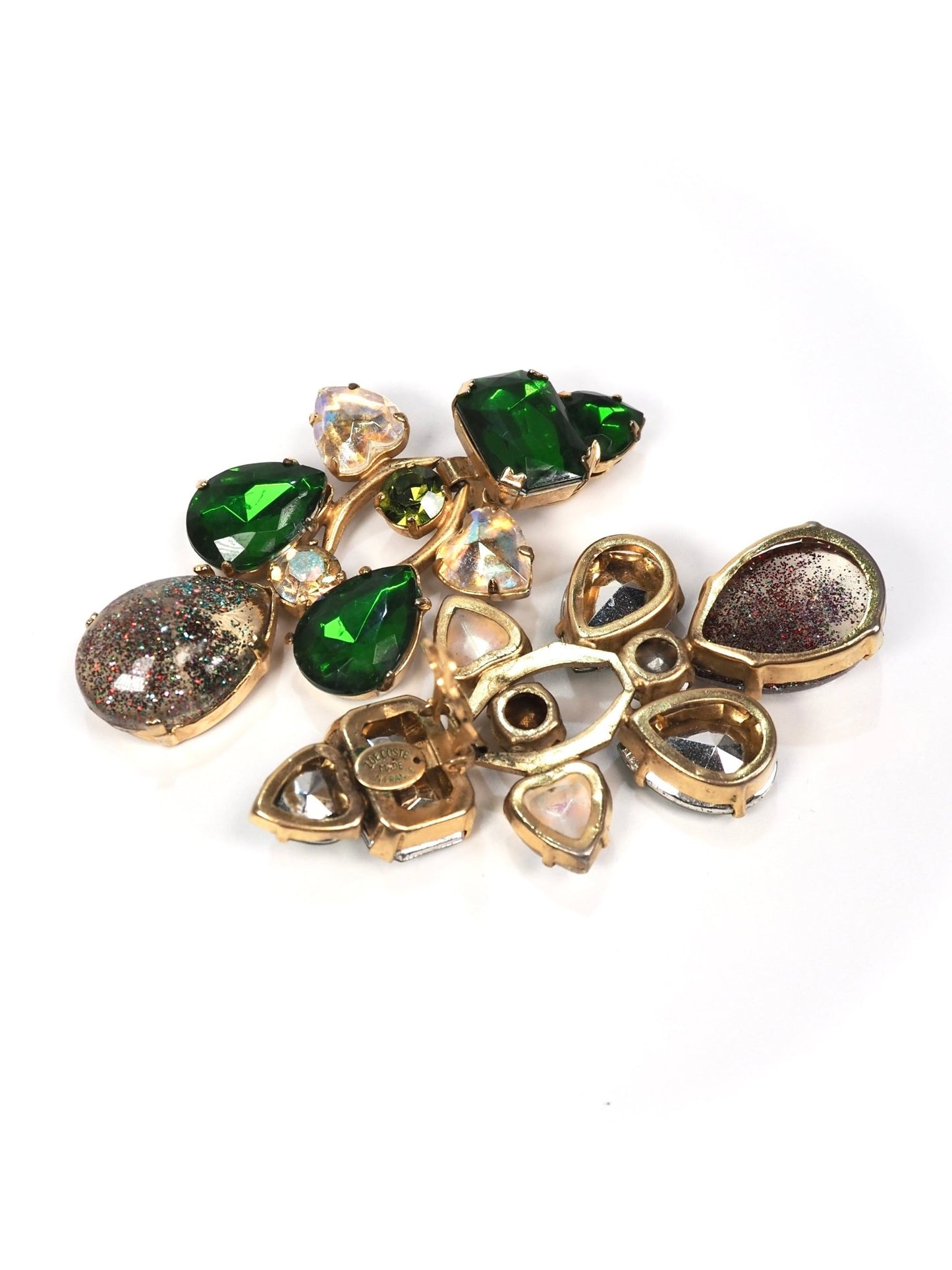 Zoe Coste French Green Sparkle Heart Statement Earrings - Georgie's NYC - Earrings