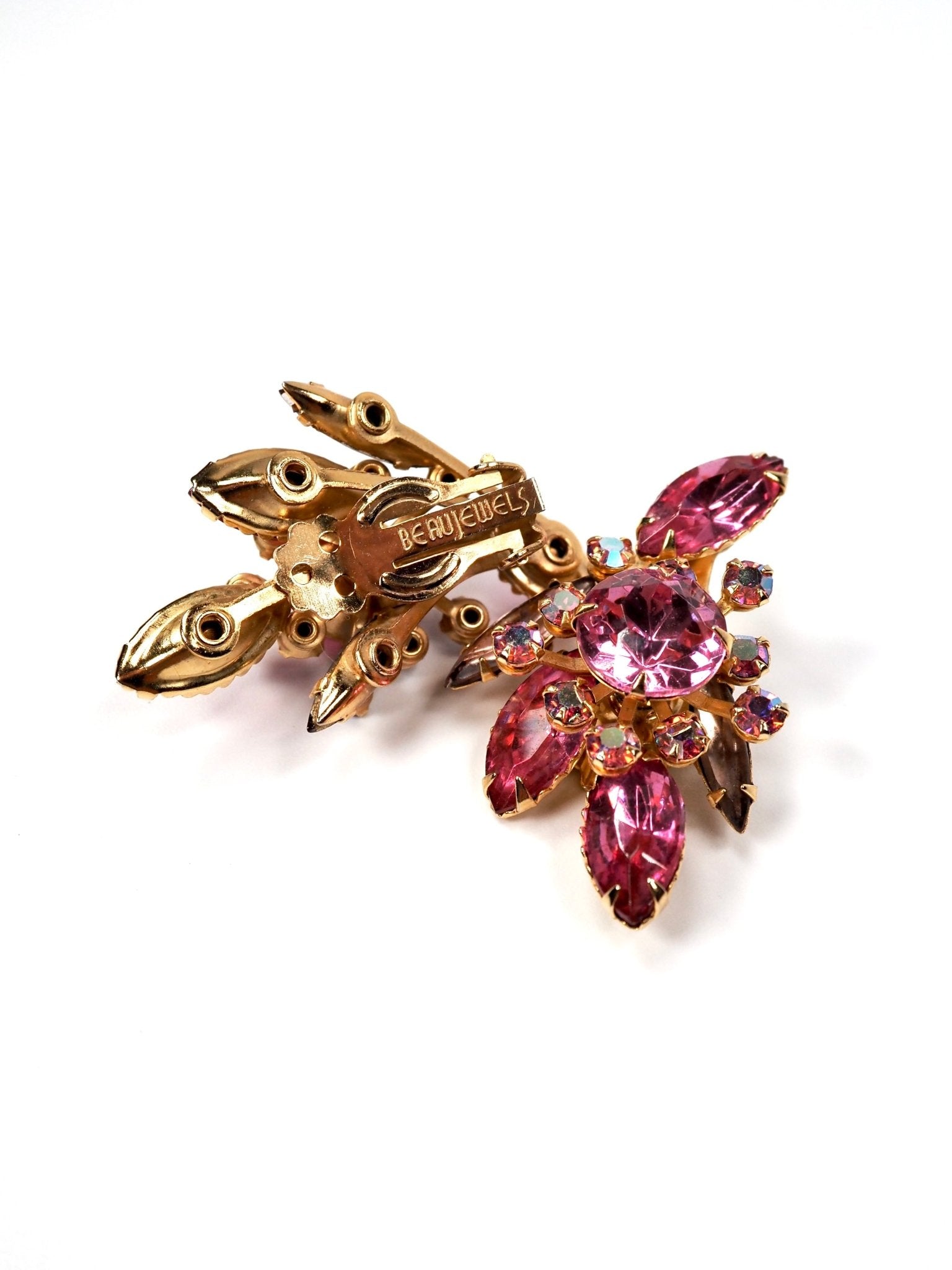 Beau Jewels Pink Rhinestone Crawler Earrings - Georgie's NYC - Earrings