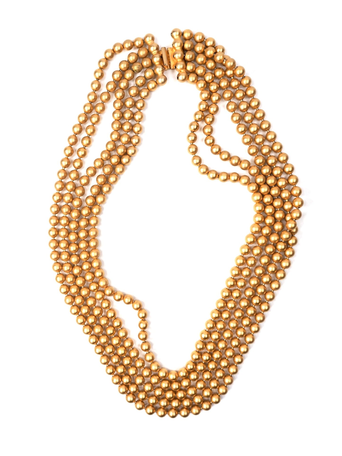 Brushed Gold Multi Strand Metal Beaded Necklace - Georgie's NYC - Necklaces