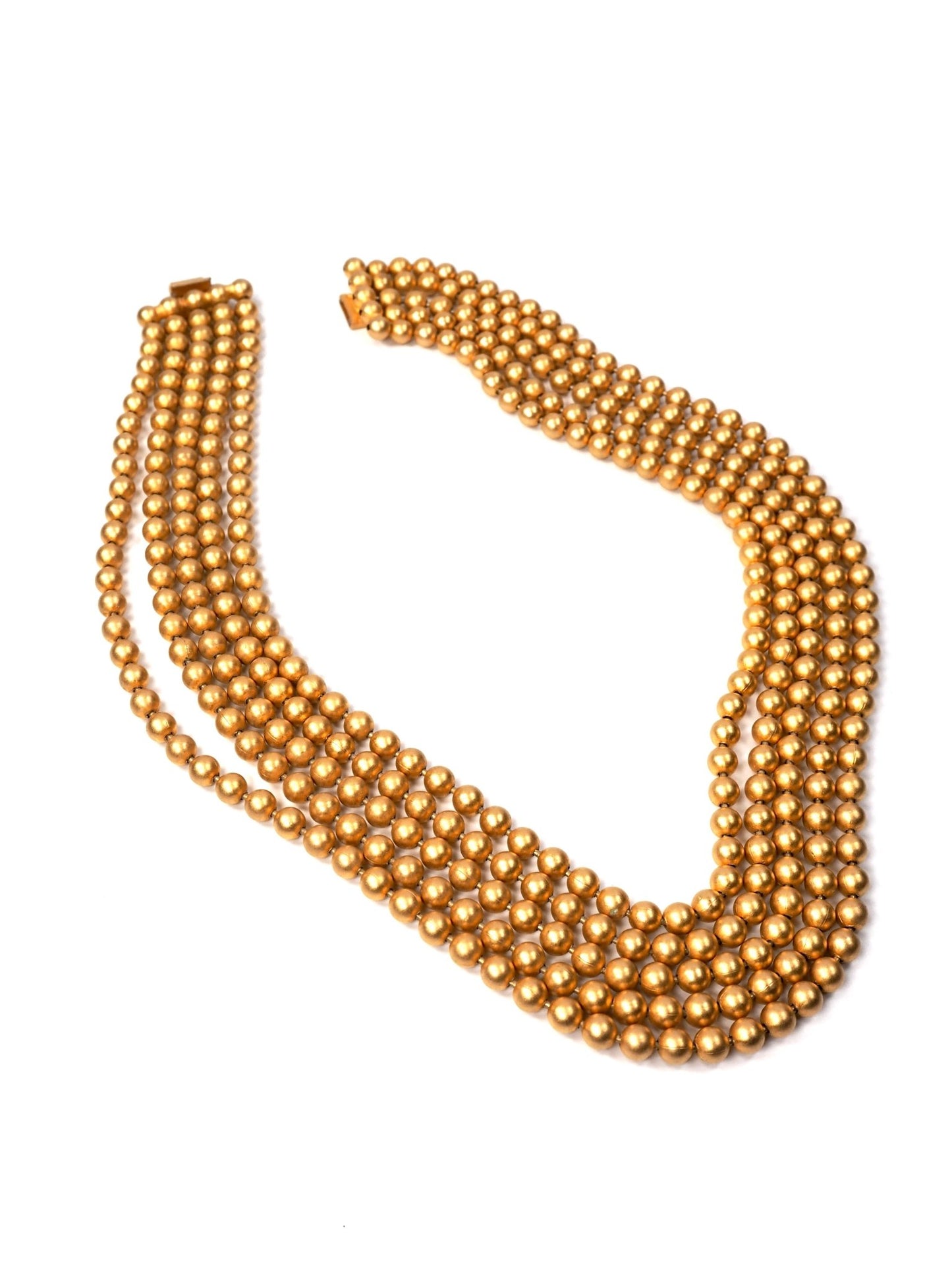 Brushed Gold Multi Strand Metal Beaded Necklace - Georgie's NYC - Necklaces