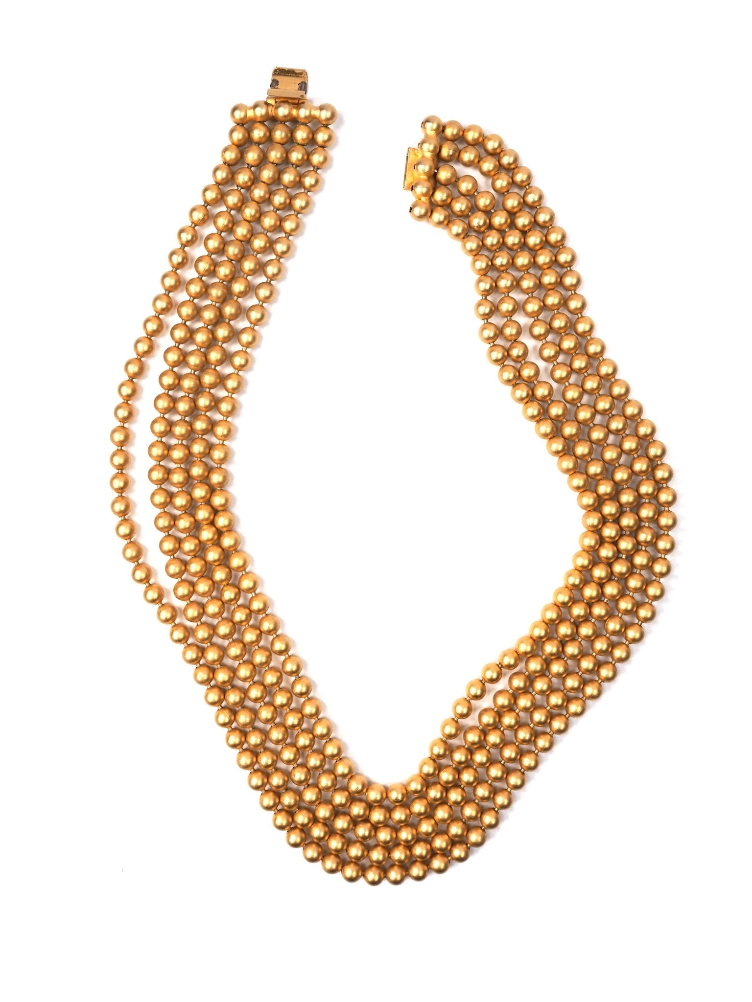 Brushed Gold Multi Strand Metal Beaded Necklace - Georgie's NYC - Necklaces