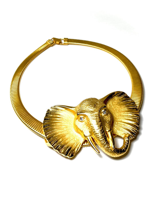 Doreen Ryan Oversized Gold Elephant Choker Necklace - Georgie's NYC - Necklaces