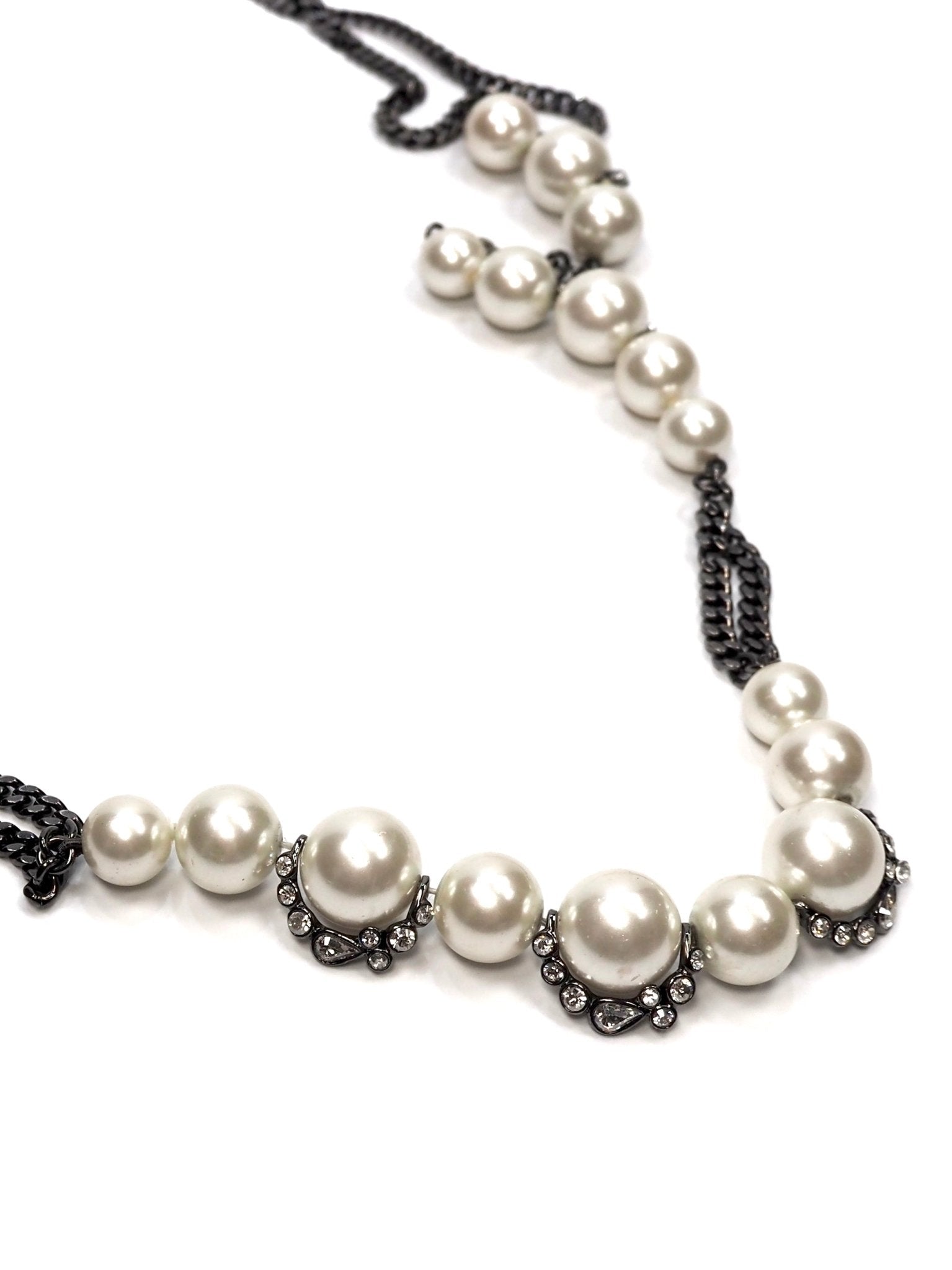 Givenchy Gunmetal and Faux Pearl Long Strand Necklace - Georgie's NYC - Necklaces