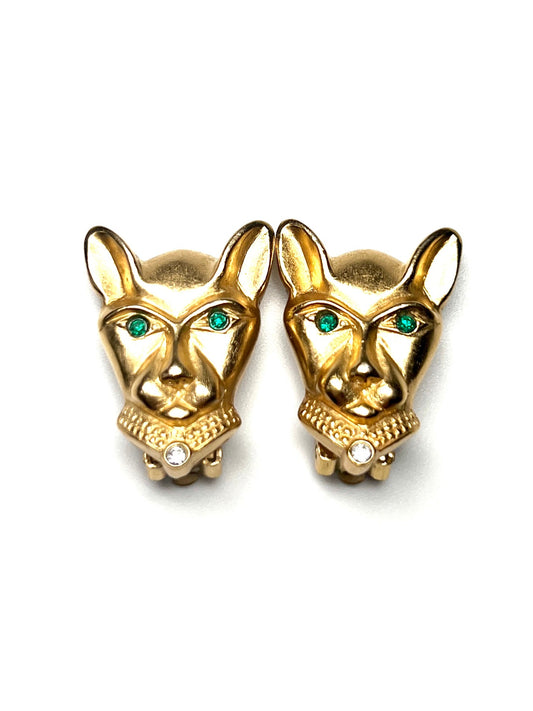 Jackie Collins Gold Egyptian Cat Earrings - Georgie's NYC - Earrings