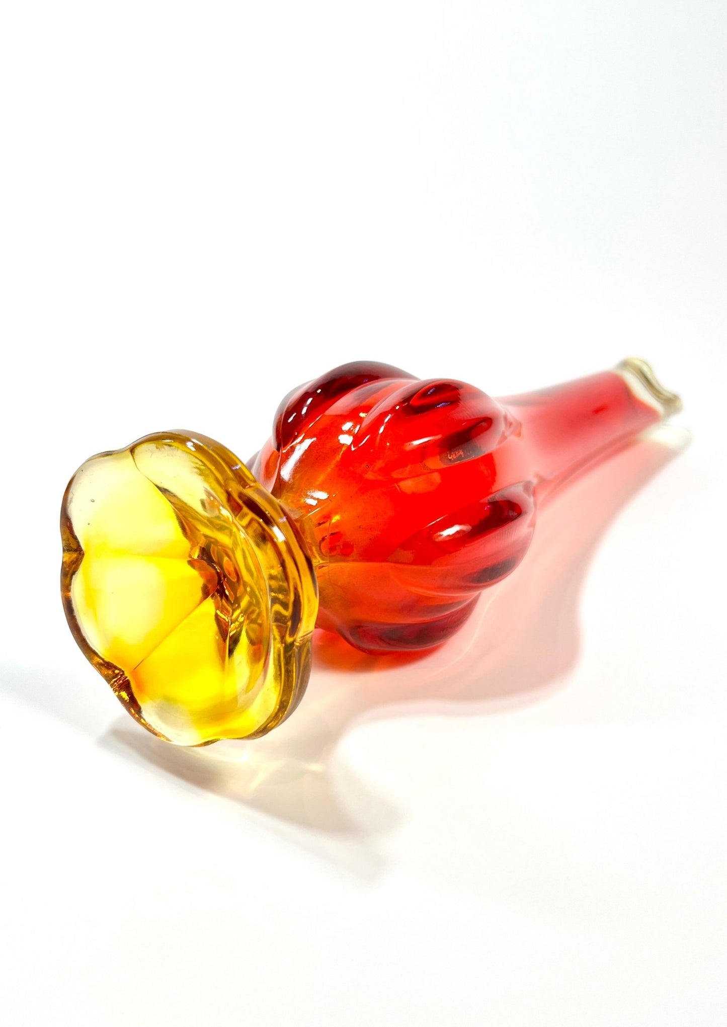 L.E. Smith Red Amberina Glass Swung Vase - Georgie's NYC - Vases