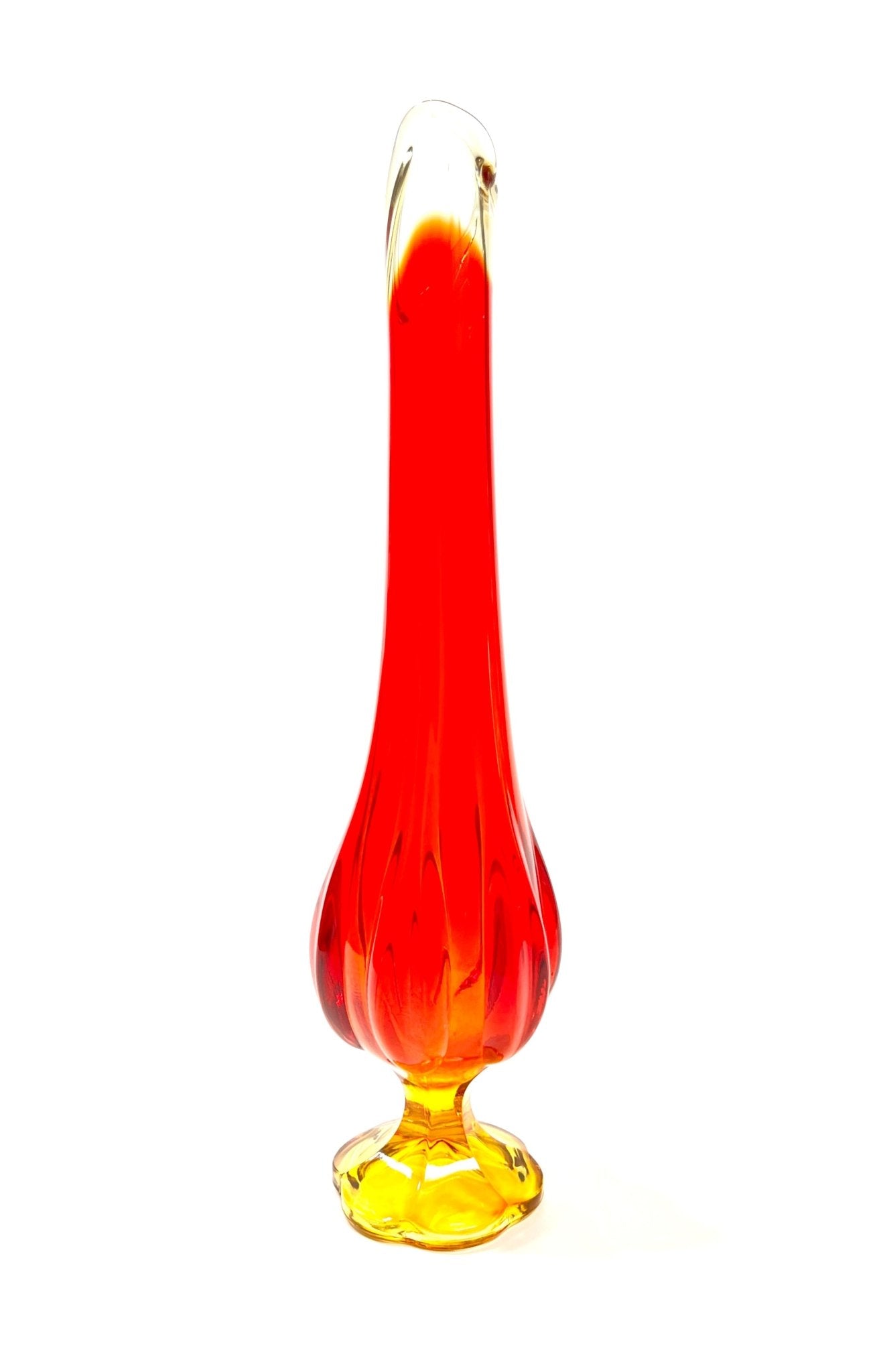 L.E. Smith Red Amberina Glass Swung Vase - Georgie's NYC - Vases