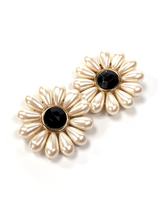 Oversized Faux Pearl Flower Earrings - Georgie's NYC - Earrings