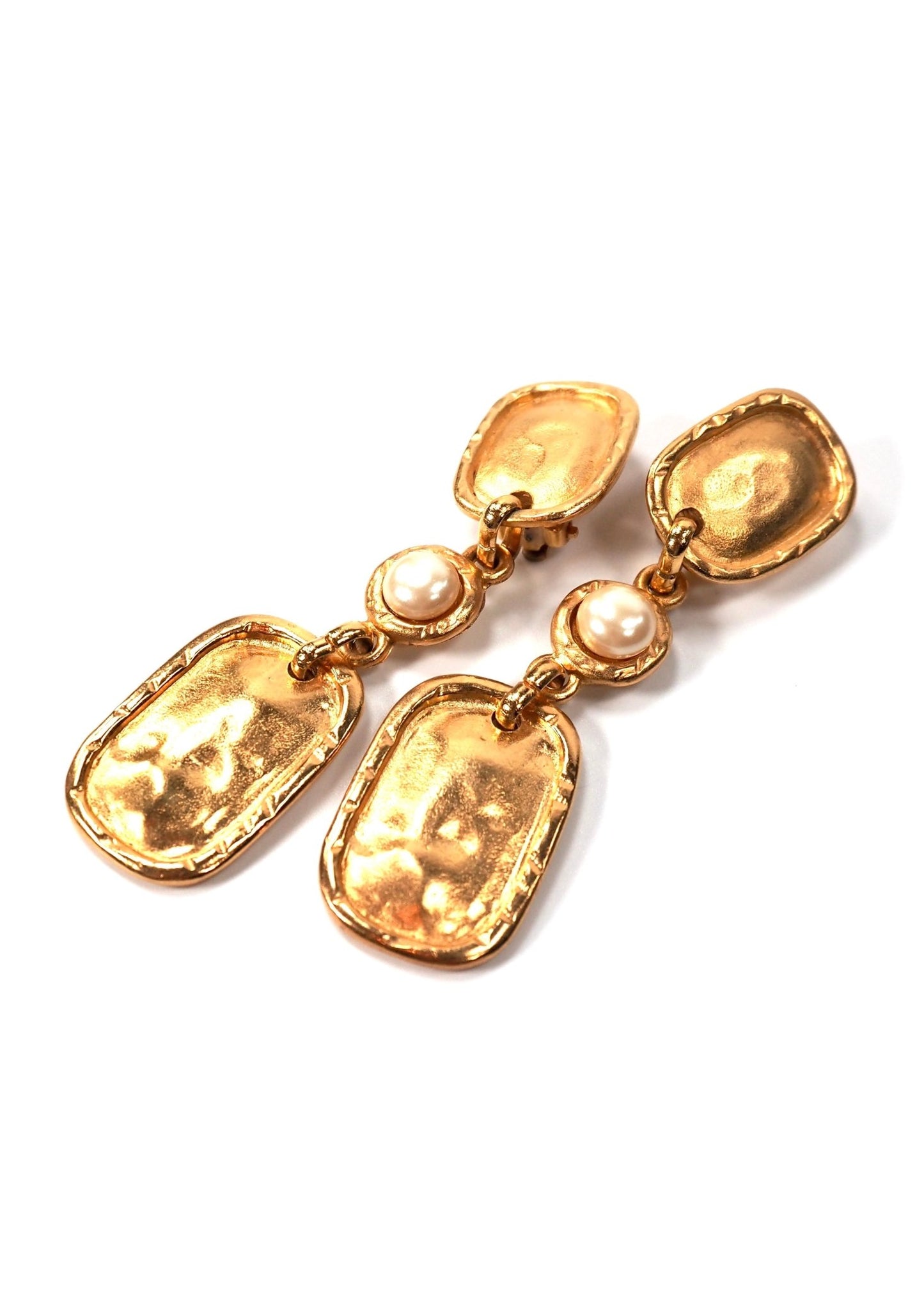 Sphinx Matte Gold and Faux Pearl Dangle Earrings - Georgie's NYC - Earrings